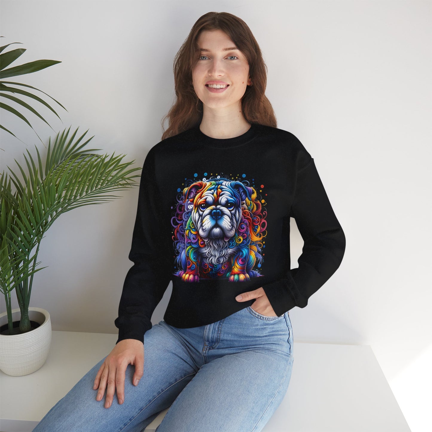 Colorful Bulldog Unisex Crewneck Sweatshirt