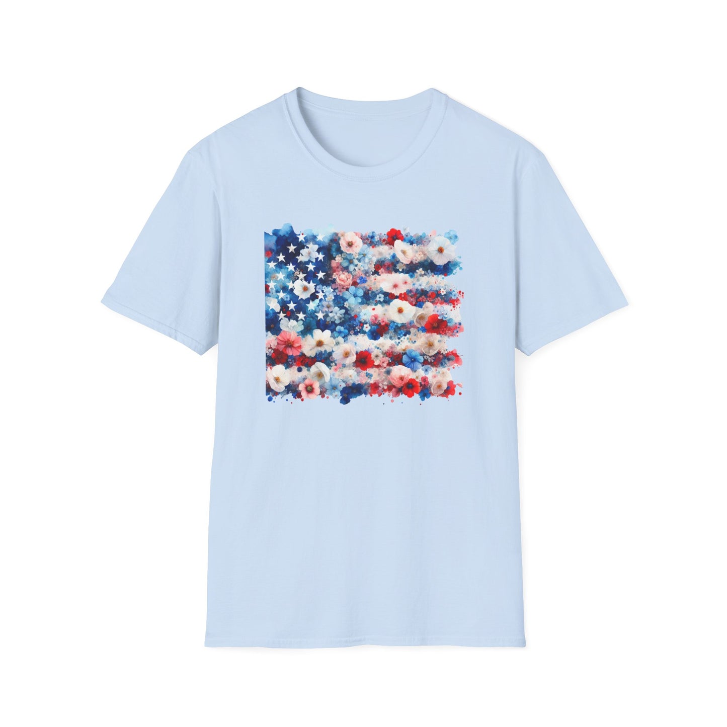Patriotic Floral Freedom in Full Bloom Unisex Graphic T-Shirt