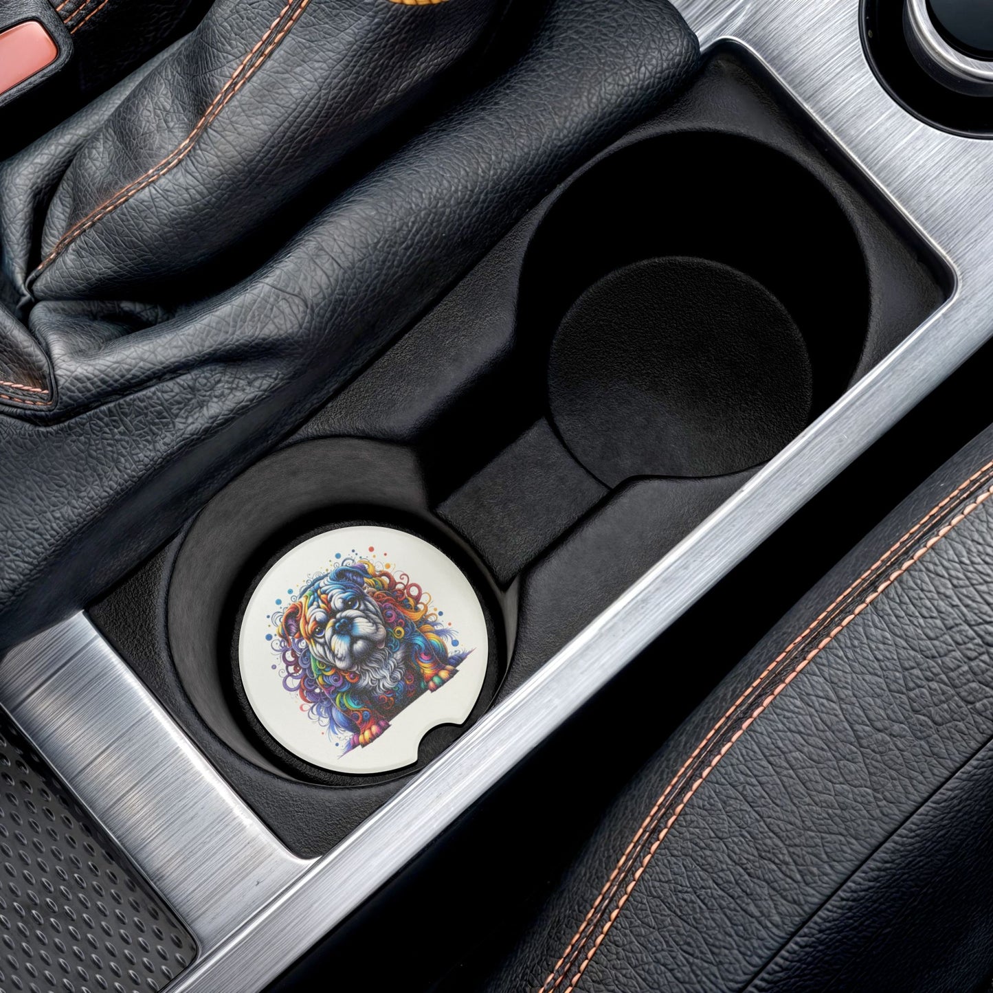 Colorful Bulldog Soapstone Car Coaster Set of 1 or 2