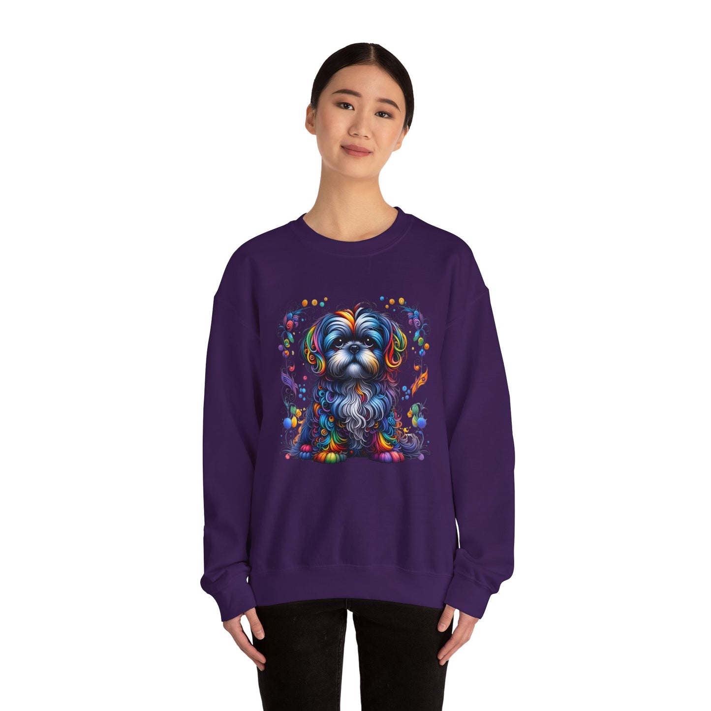 Colorful Shih Tzu Unisex Crewneck Sweatshirt