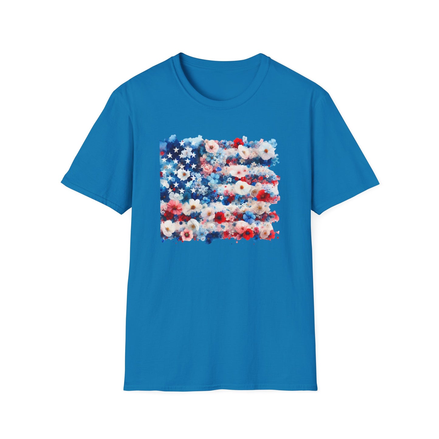 Patriotic Floral Freedom in Full Bloom Unisex Graphic T-Shirt