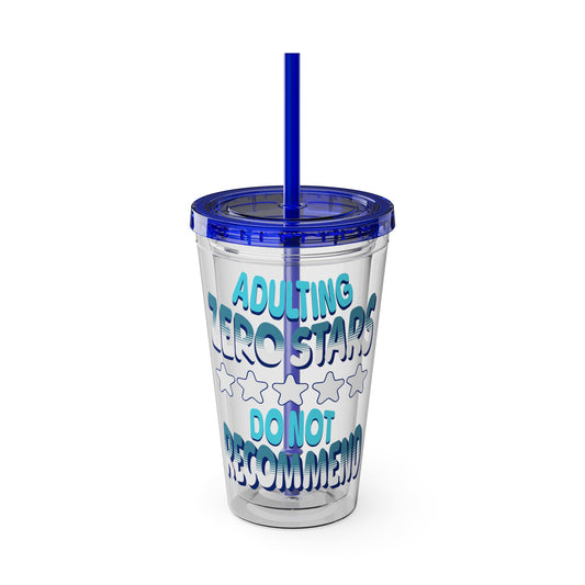 Adulting Zero Stars 16oz Insulated Tumbler with Straw