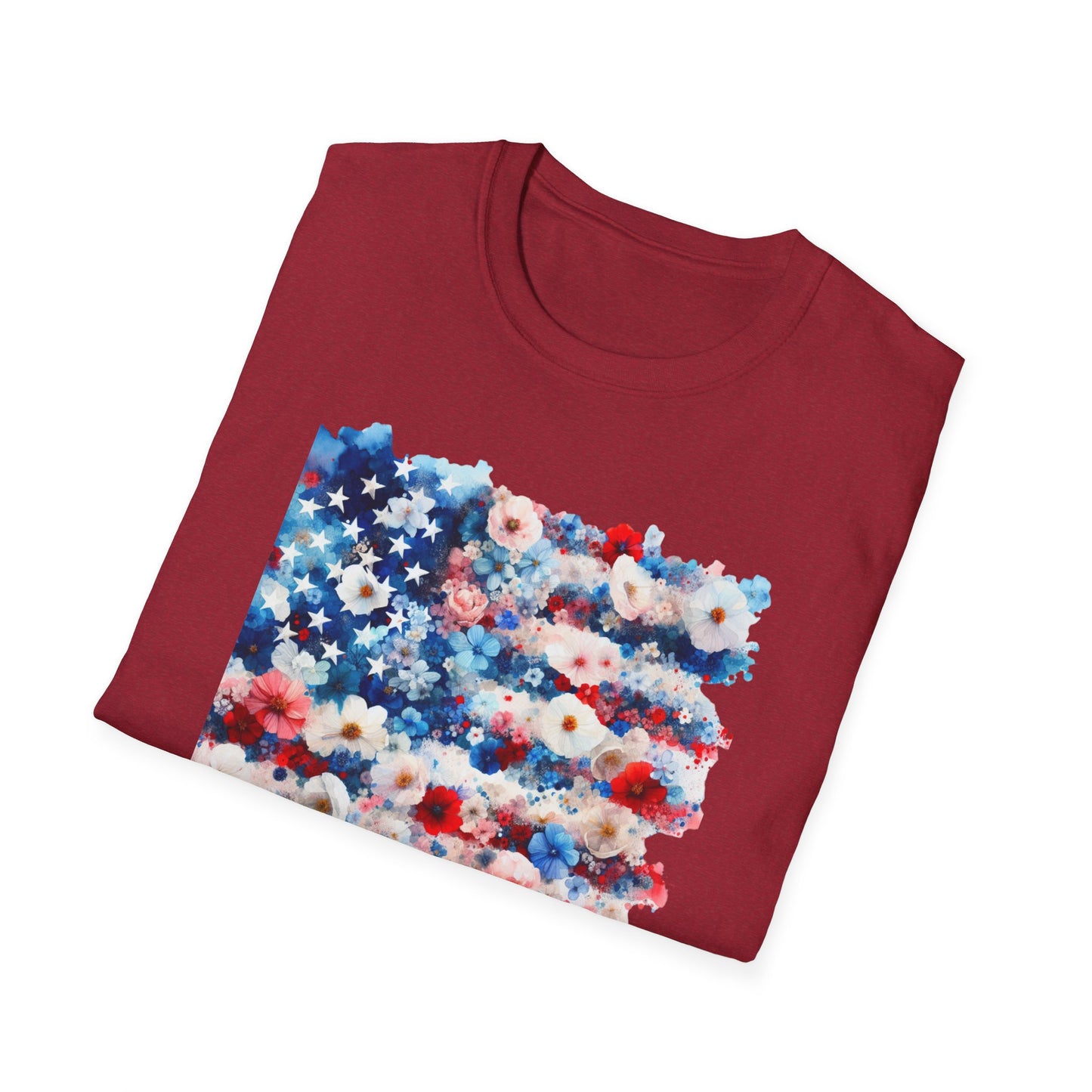 Patriotic Floral Freedom in Full Bloom Unisex Graphic T-Shirt