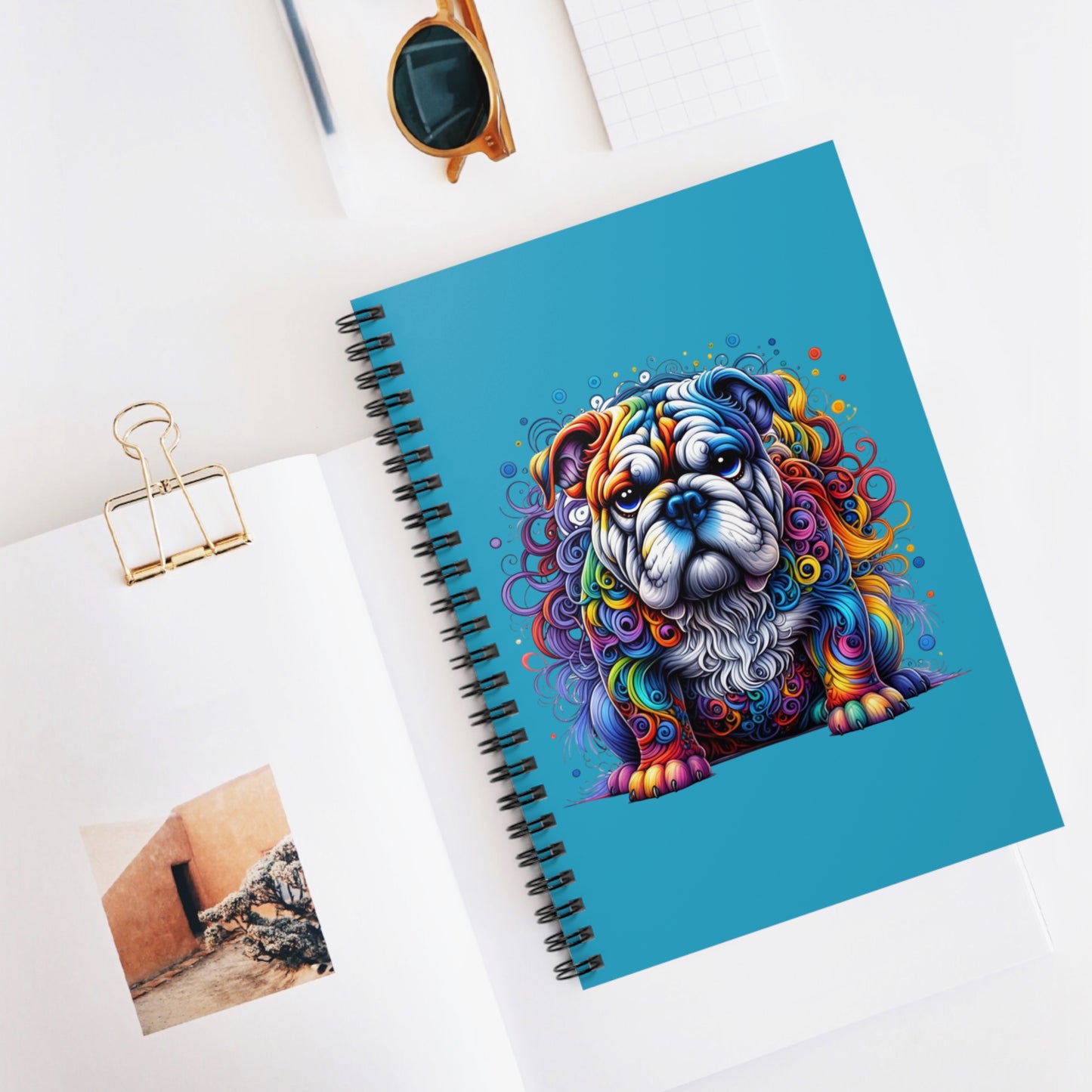 Colorful Bulldog Spiral Journal Notebook