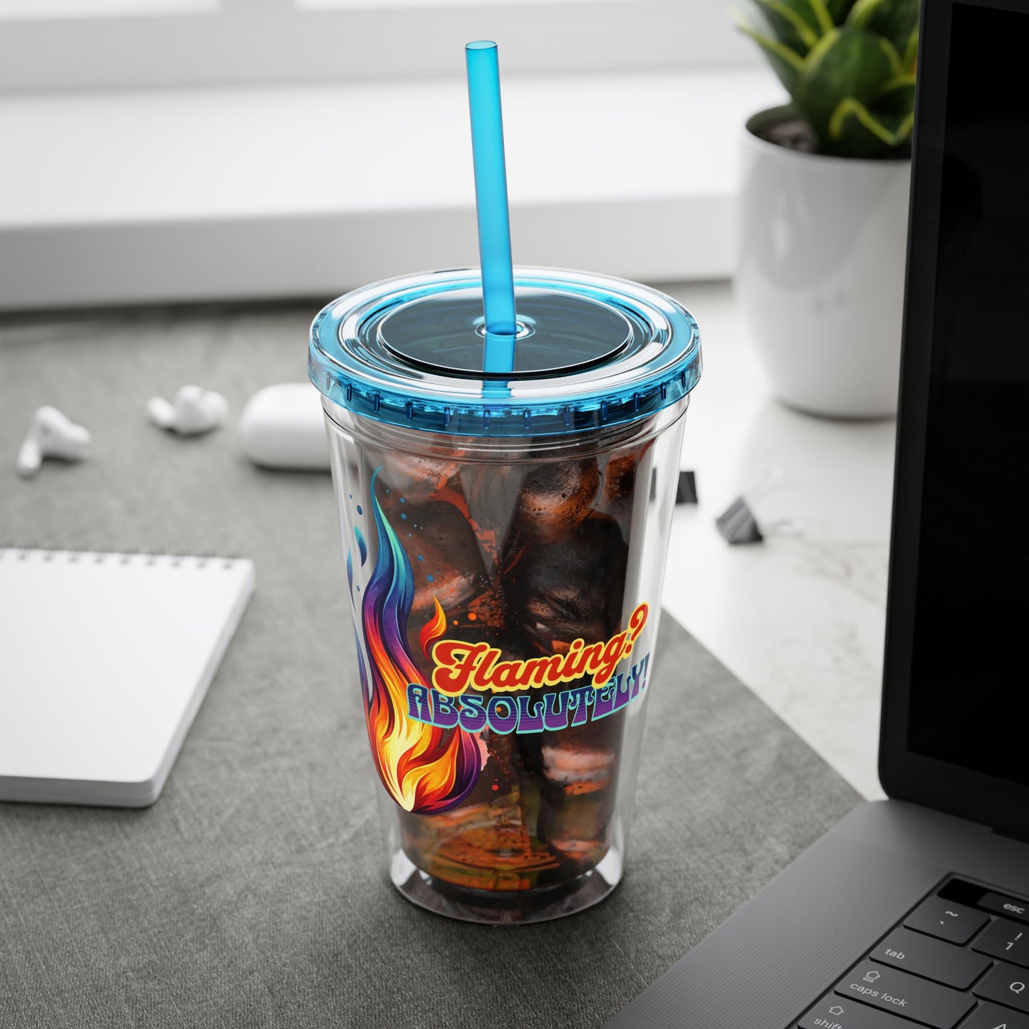 Flaming Pride 16oz Insulated Tumbler with Straw