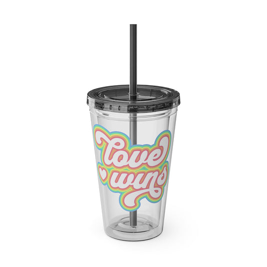 Love Wins 16oz. Insulated Tumbler with Straw
