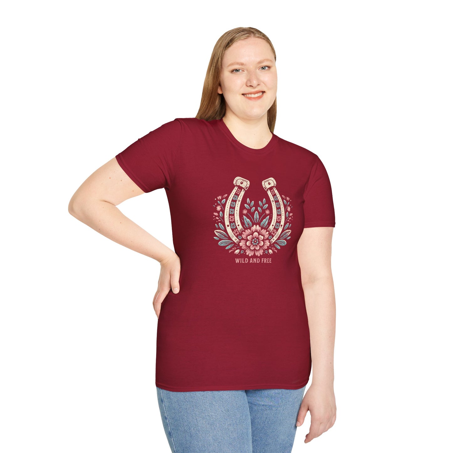 Wild and Free Horseshoe Floral Unisex Graphic T-Shirt