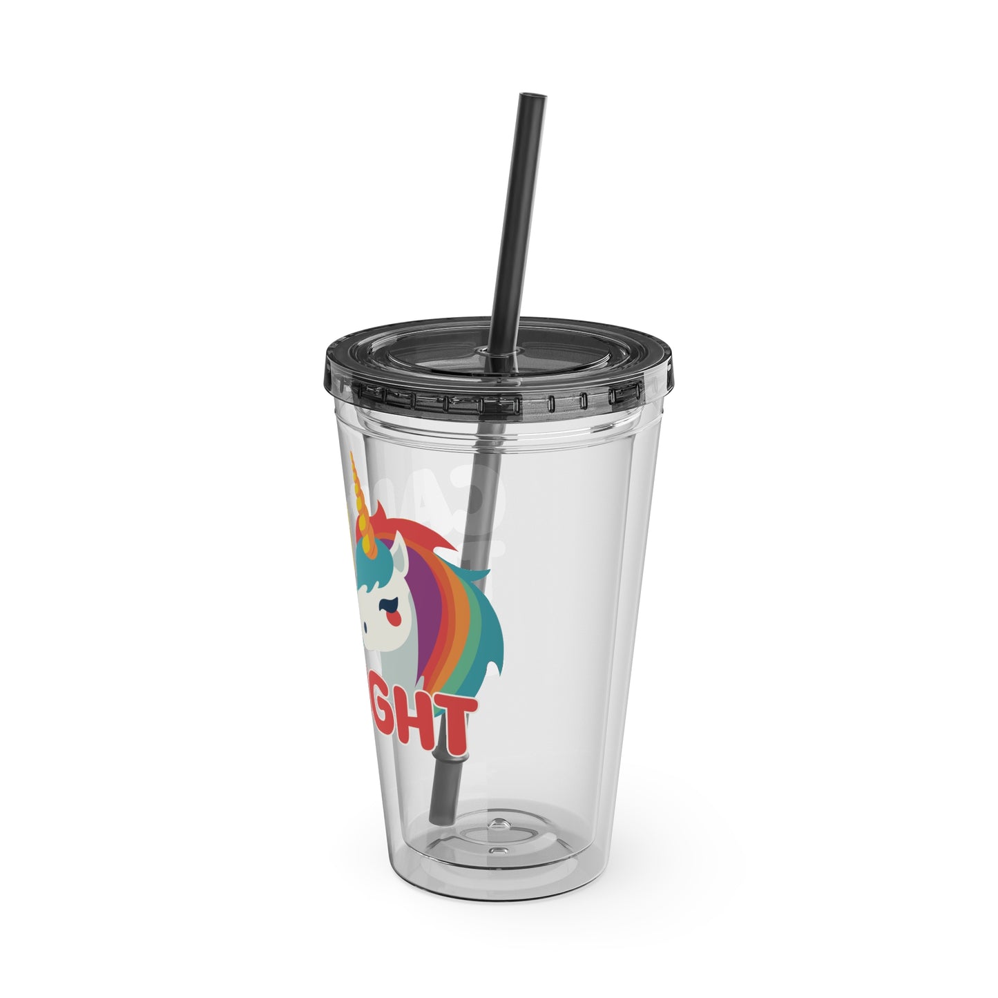 Unicorn Can't Think Straight 16oz. Insulated Tumbler with Straw