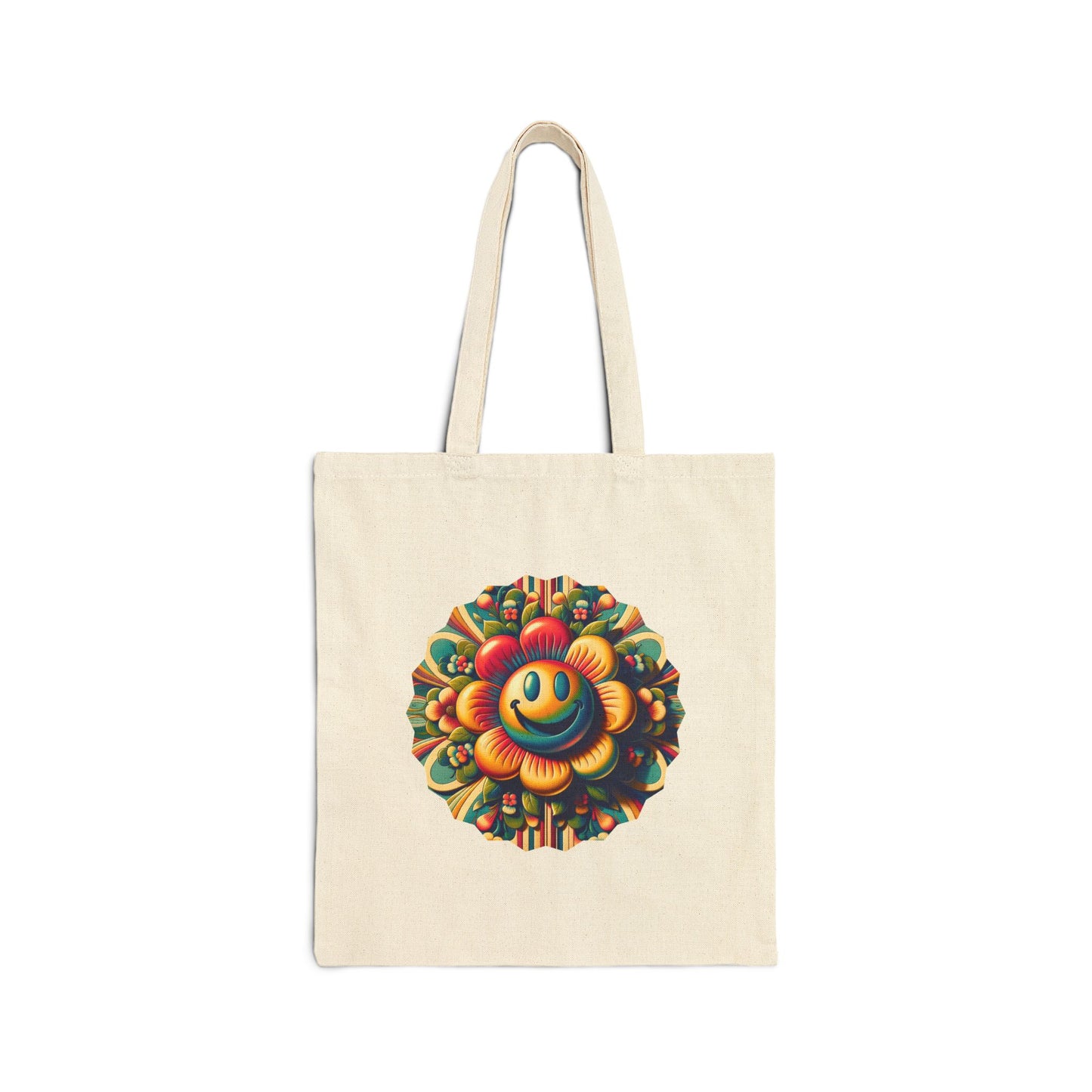 Cheerful Flower Cotton Canvas Tote Bag