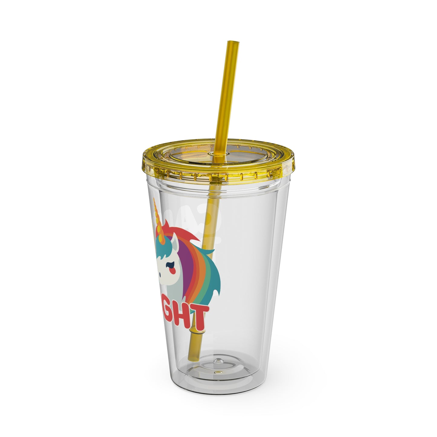 Unicorn Can't Think Straight 16oz. Insulated Tumbler with Straw