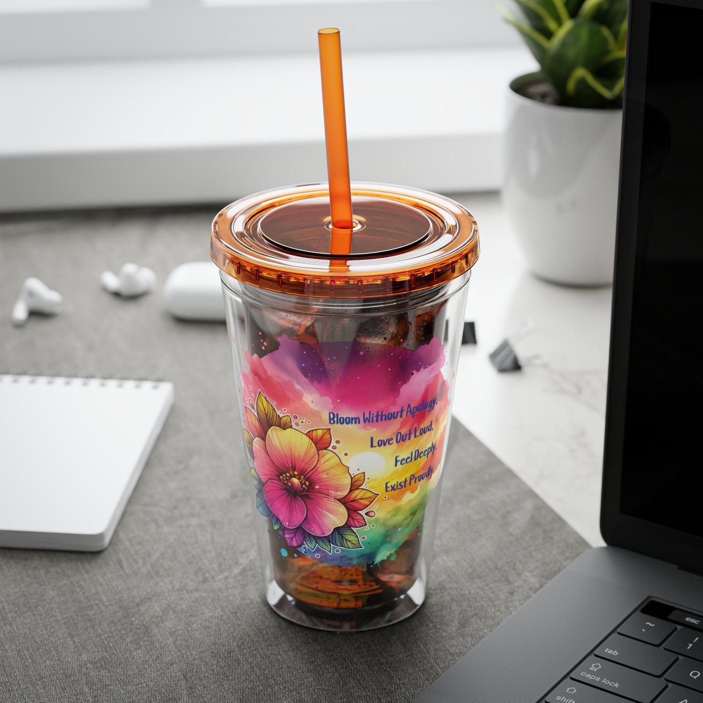 Bloom Without Apology 16oz. Insulated Tumbler with Straw