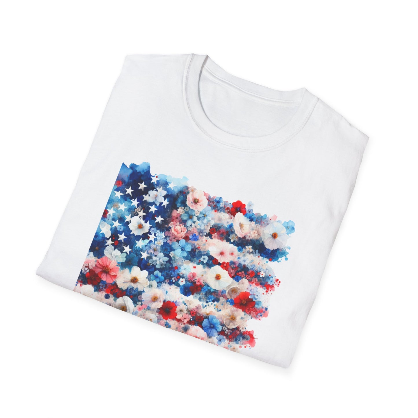 Patriotic Floral Freedom in Full Bloom Unisex Graphic T-Shirt
