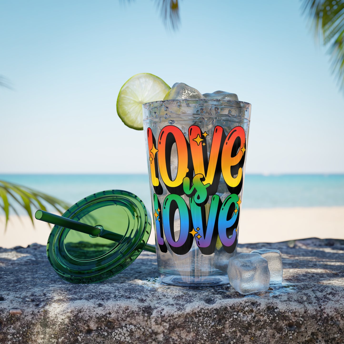 Love is Love Rainbow 16oz. Insulated Tumbler with Straw