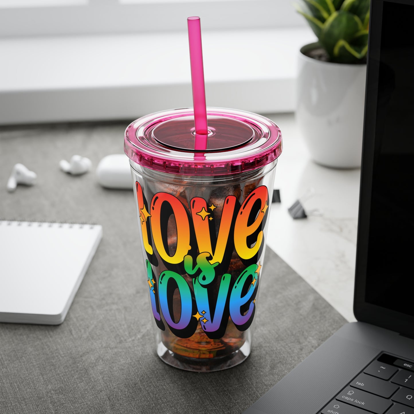 Love is Love Rainbow 16oz. Insulated Tumbler with Straw