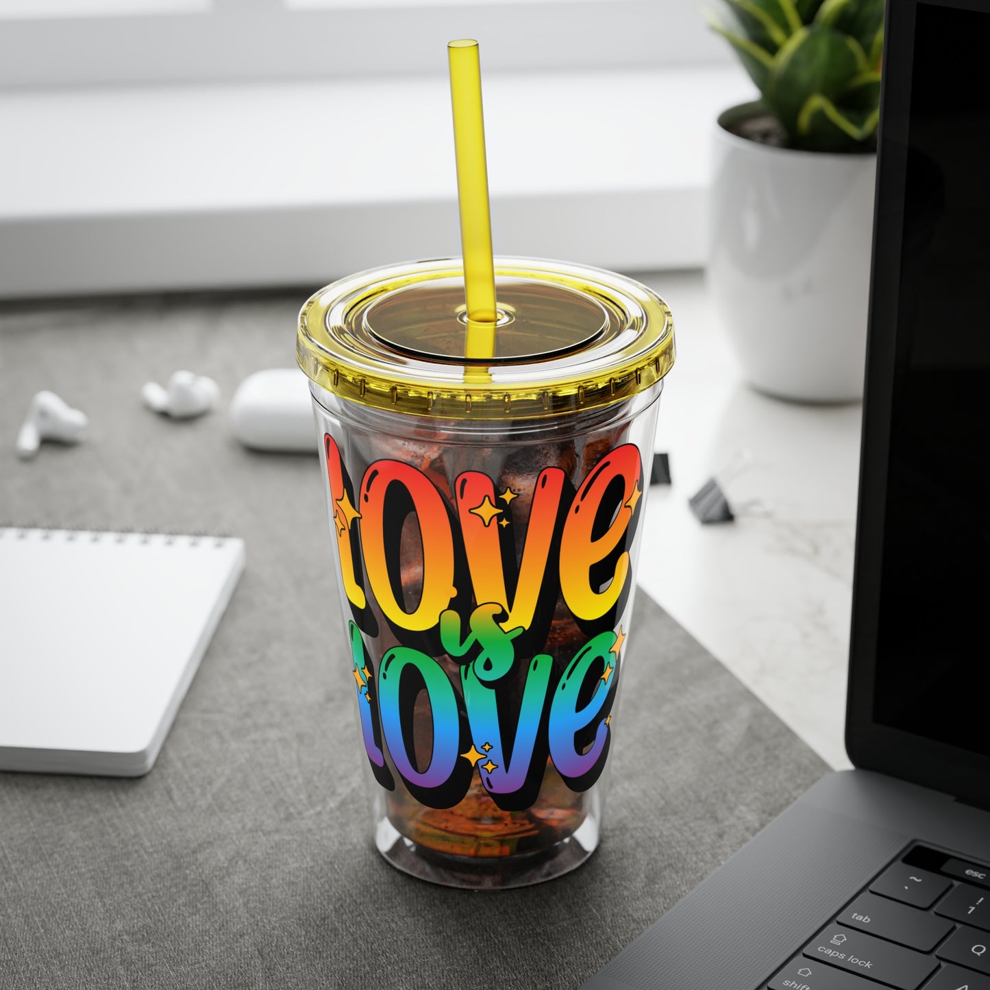 Love is Love Rainbow 16oz. Insulated Tumbler with Straw