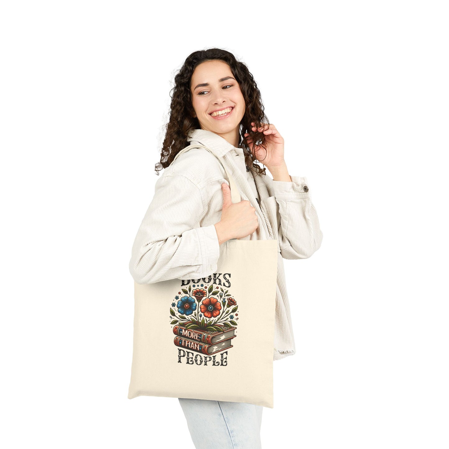 Books More Than People Cotton Canvas Tote Bag