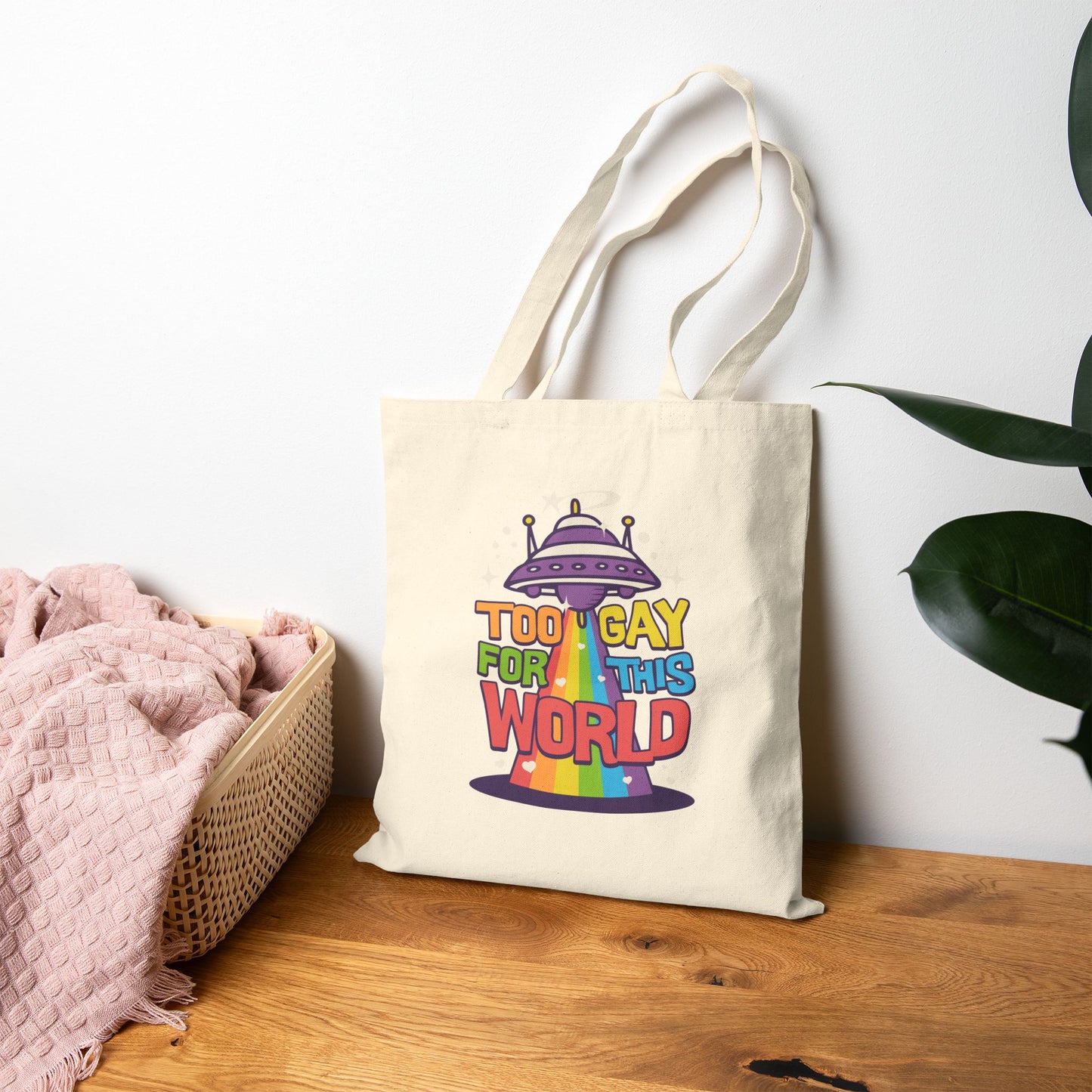 Too Gay for This World Cotton Canvas Tote Bag