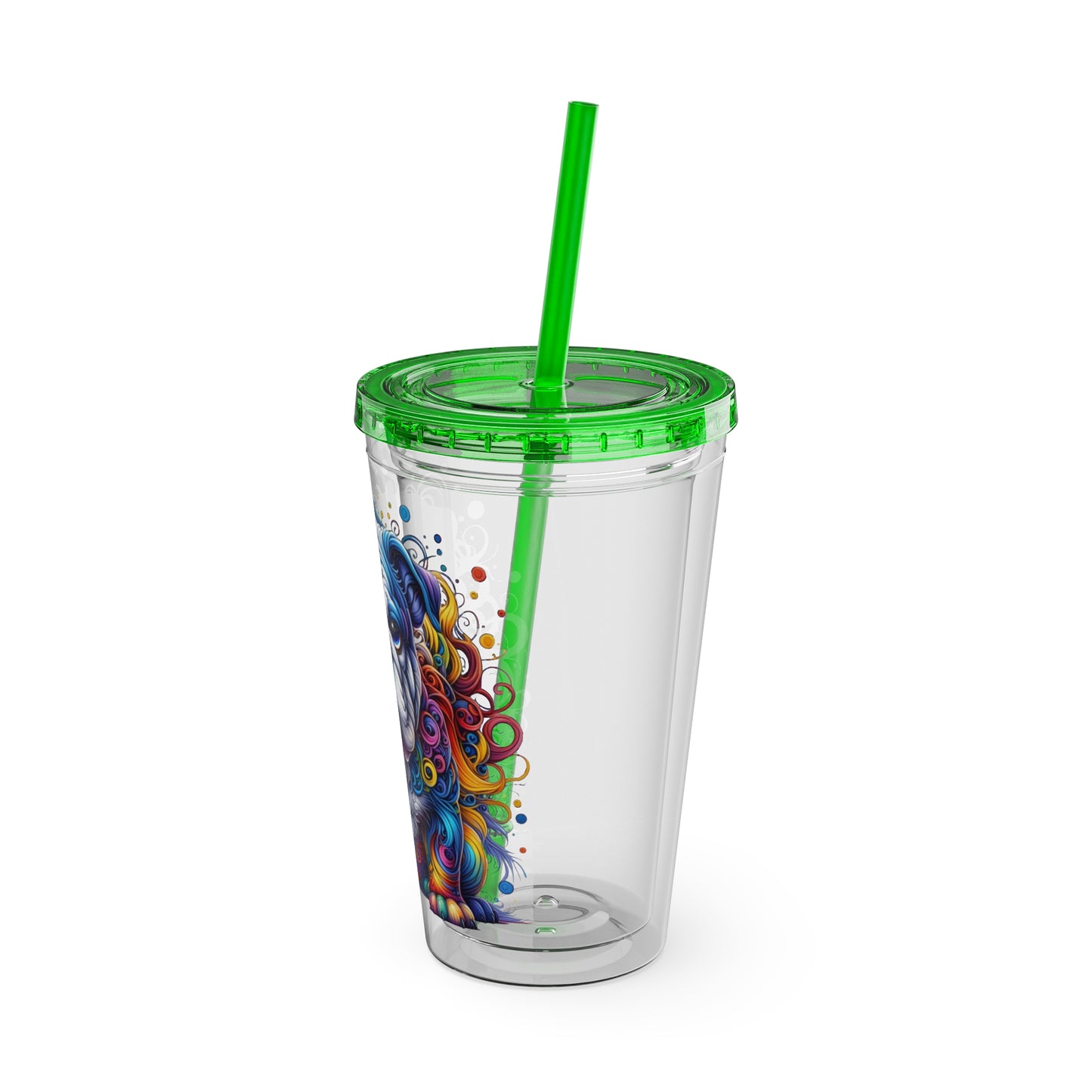 Colorful Bulldog 16oz. Insulated Tumbler with Straw