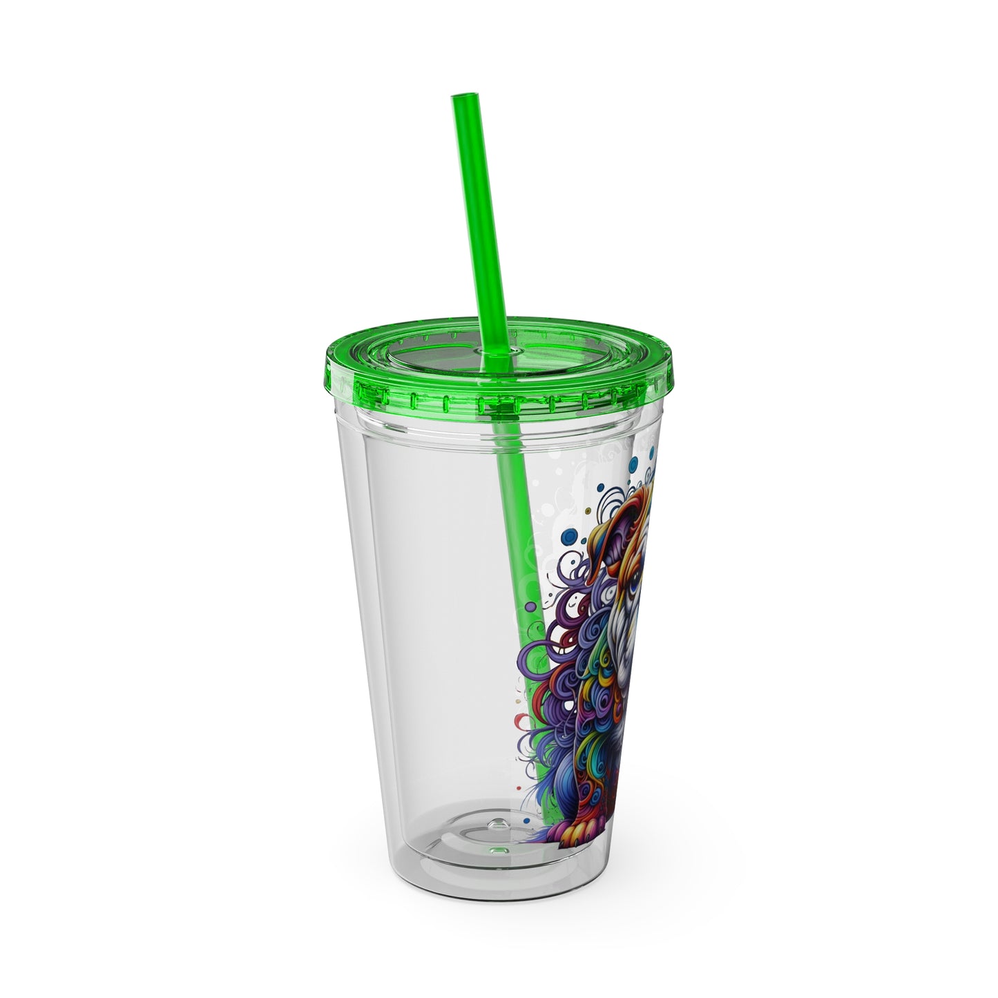 Colorful Bulldog 16oz. Insulated Tumbler with Straw