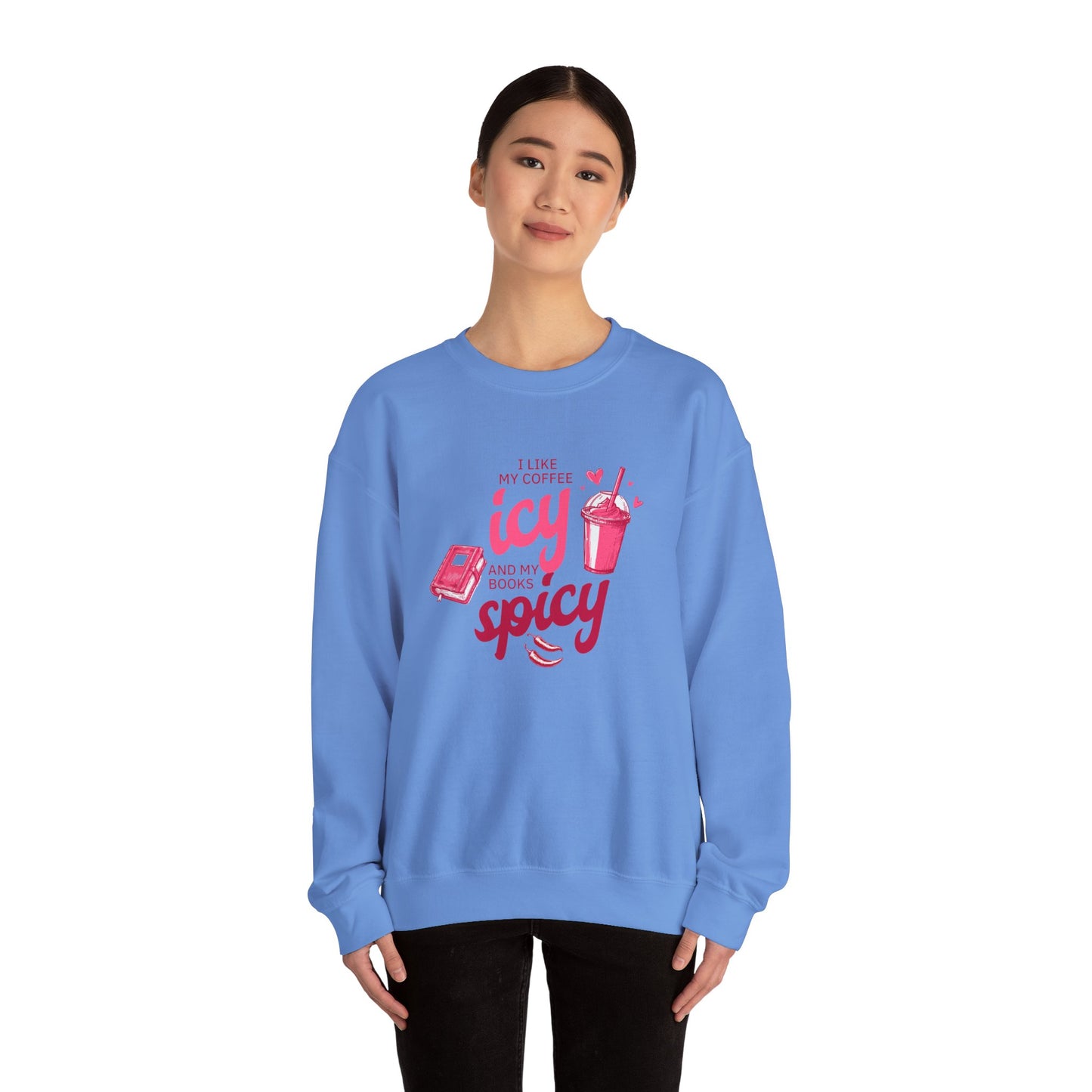 Icy Coffee Spicy Books Unisex Crewneck Sweatshirt