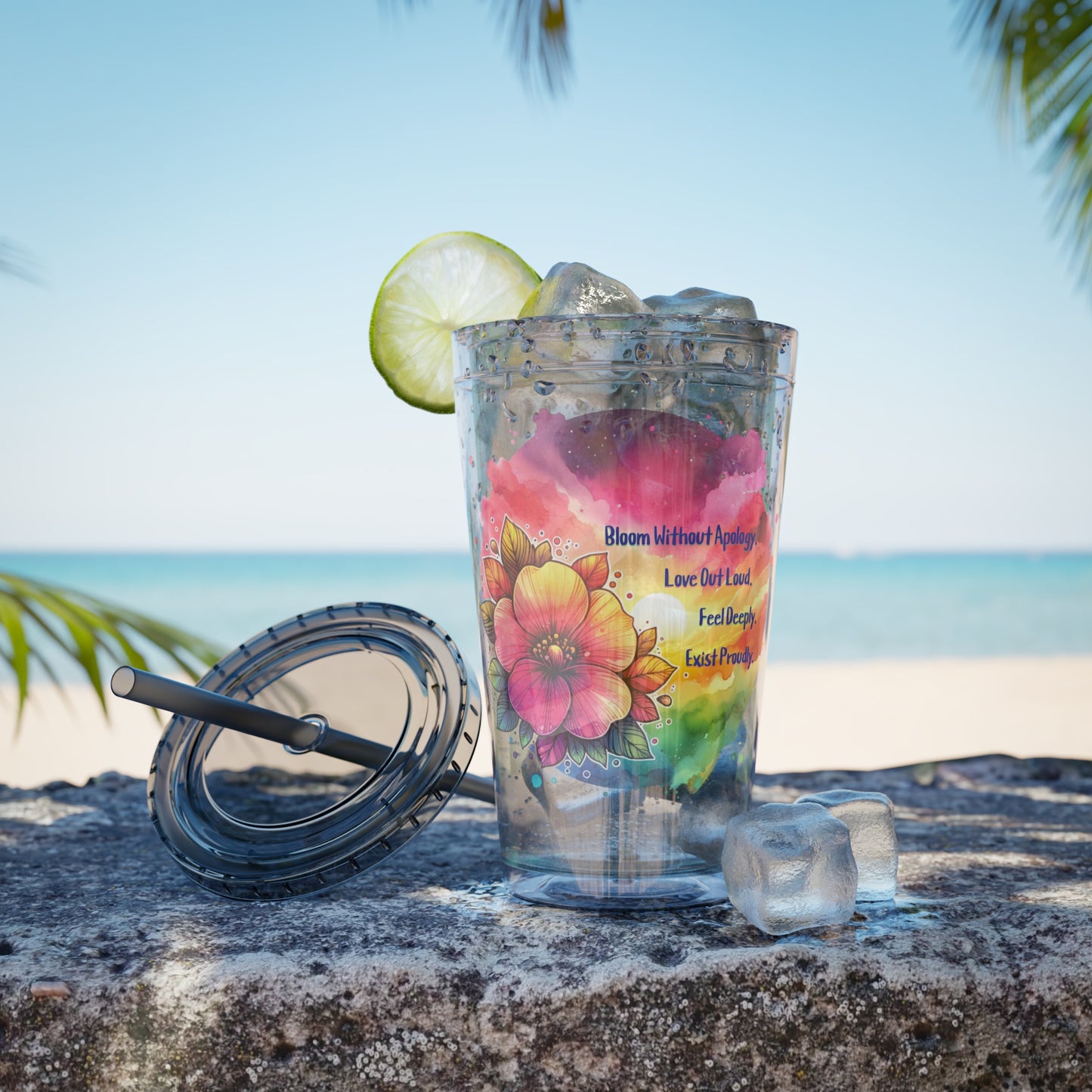Bloom Without Apology 16oz. Insulated Tumbler with Straw