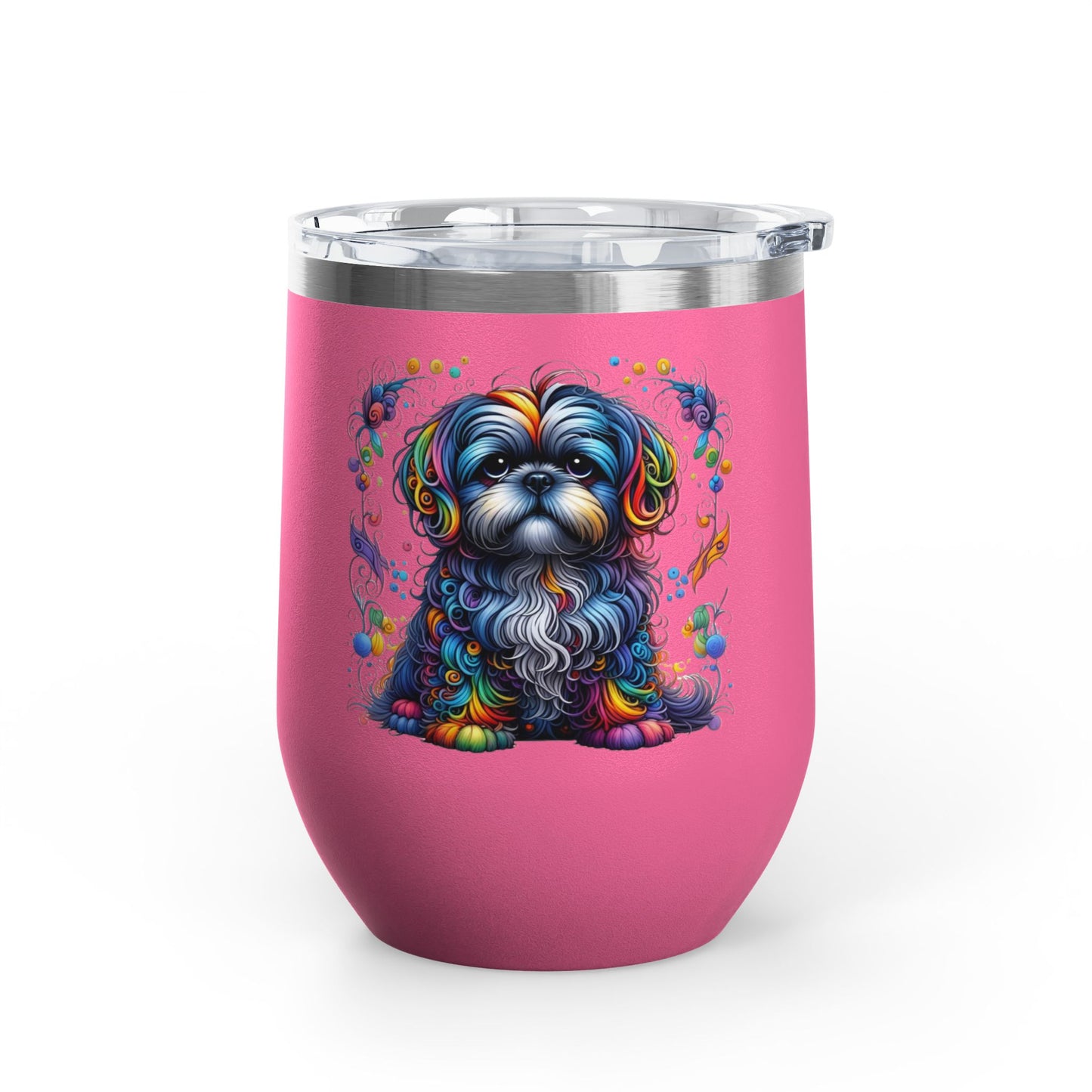 Colorful Shih Tzu 12oz Insulated Wine Tumbler
