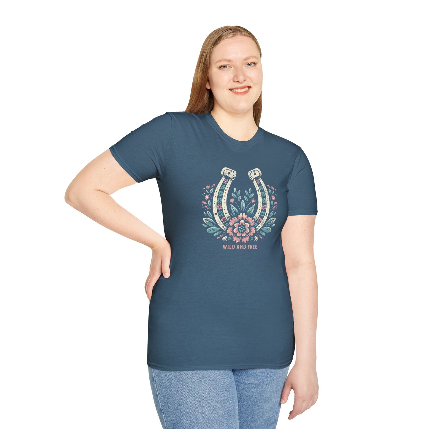 Wild and Free Horseshoe Floral Unisex Graphic T-Shirt