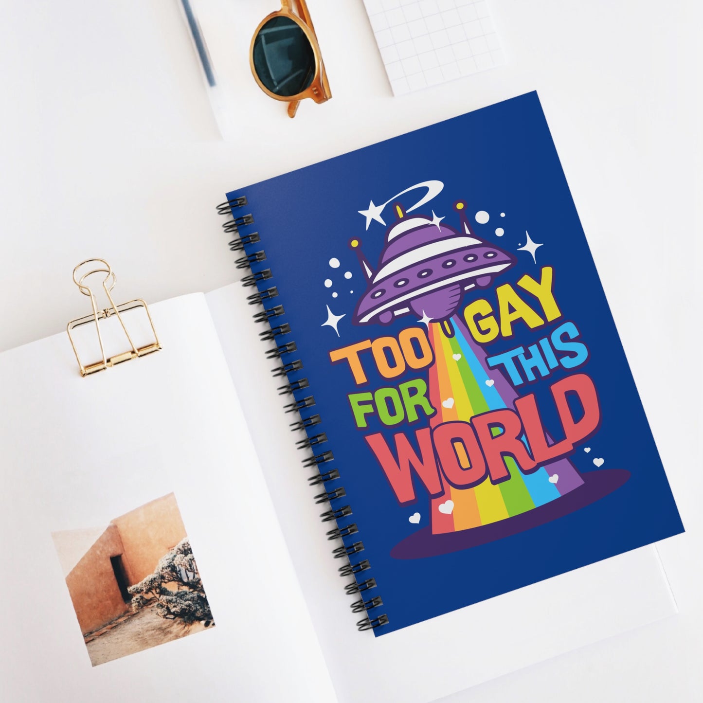 Too Gay for this World UFO Spiral Journal Notebook