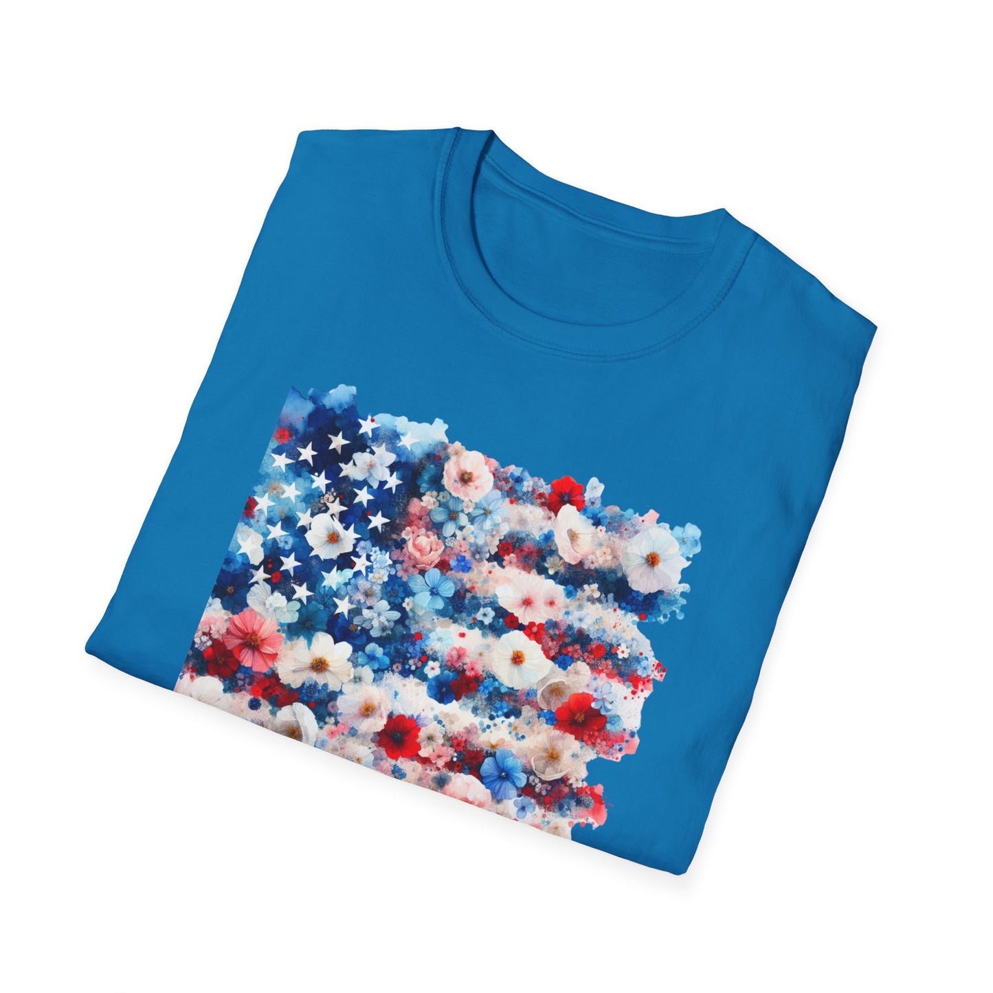 Patriotic Floral Freedom in Full Bloom Unisex Graphic T-Shirt