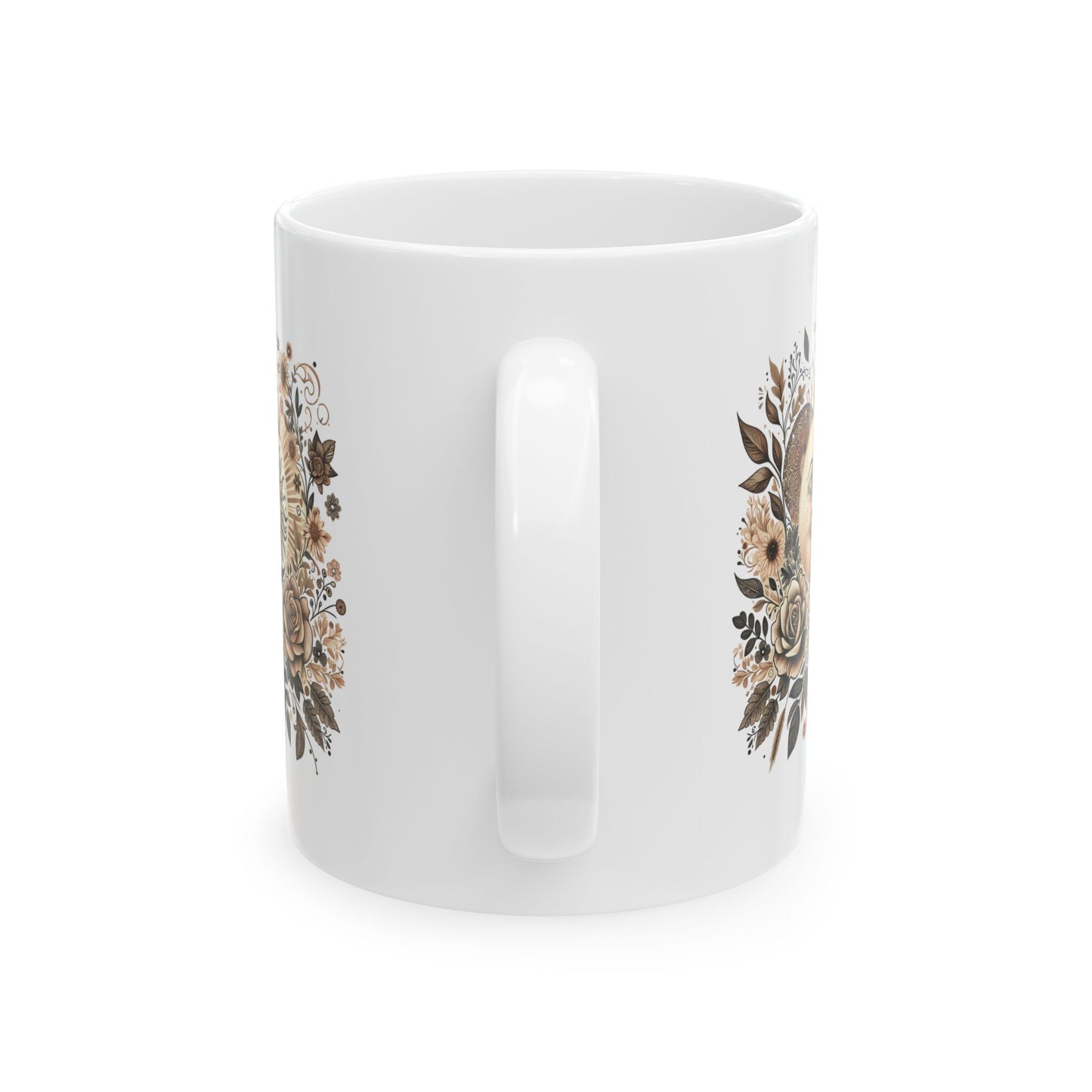 Boho Floral Celestial Sun & Moon Ceramic Mug