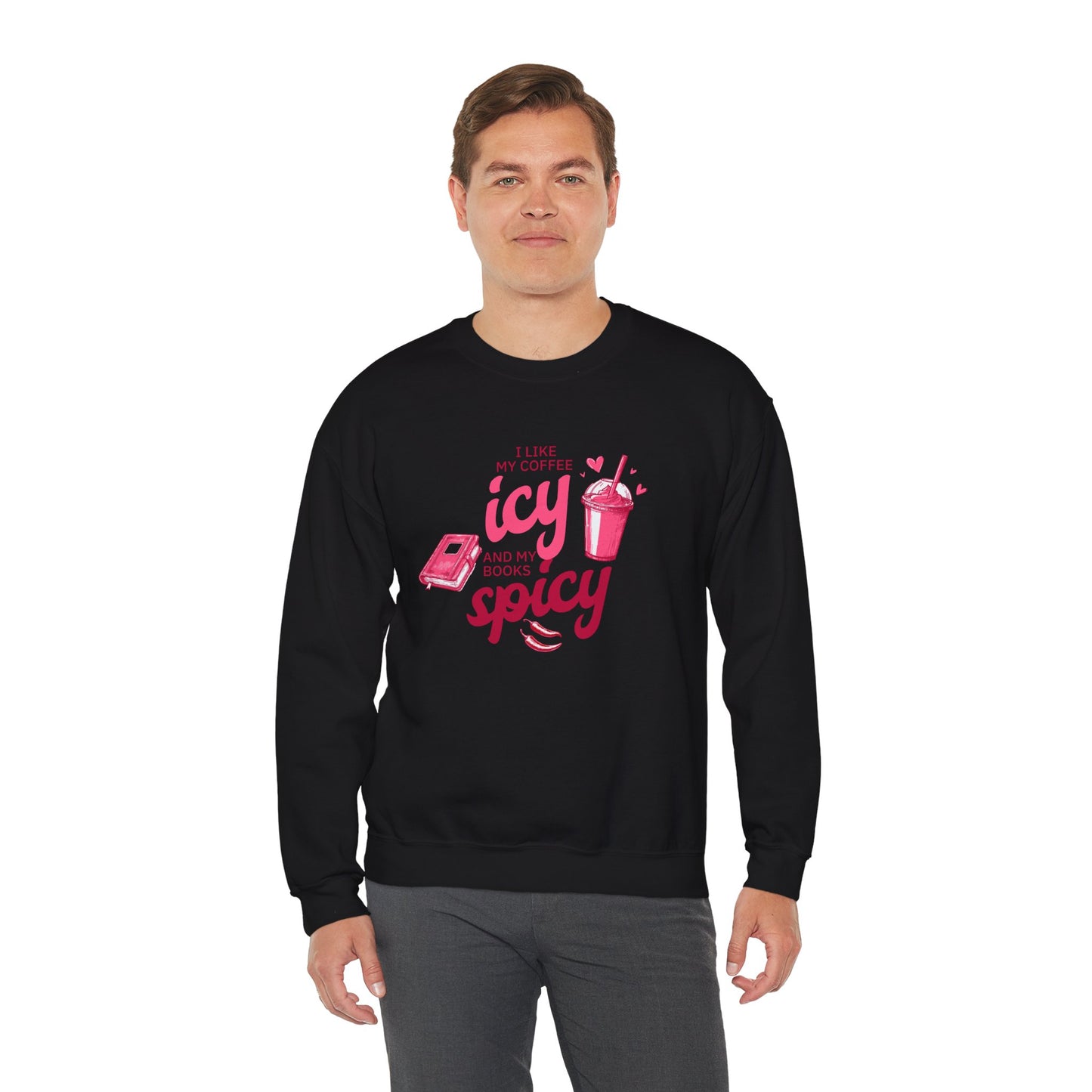 Icy Coffee Spicy Books Unisex Crewneck Sweatshirt