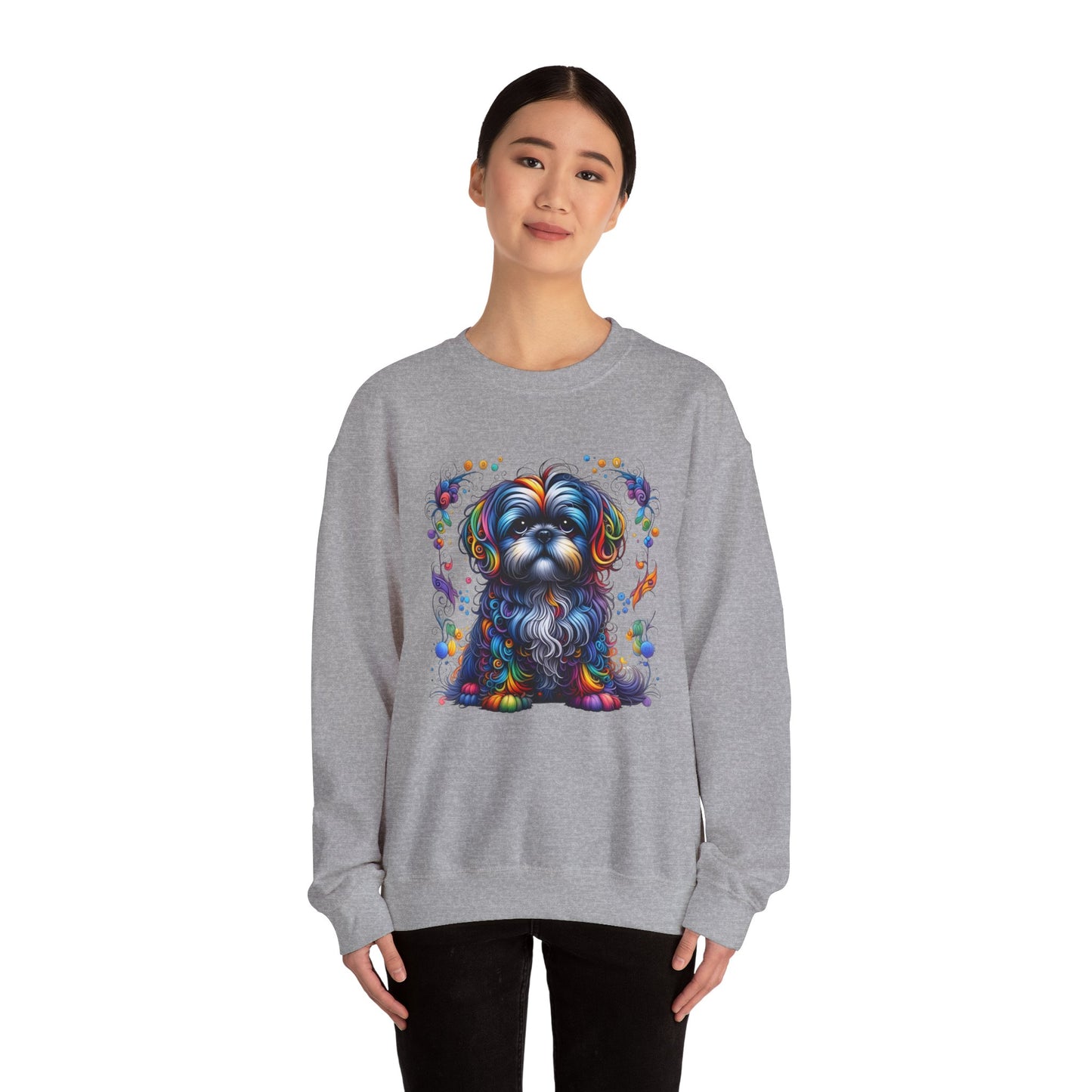 Colorful Shih Tzu Unisex Crewneck Sweatshirt