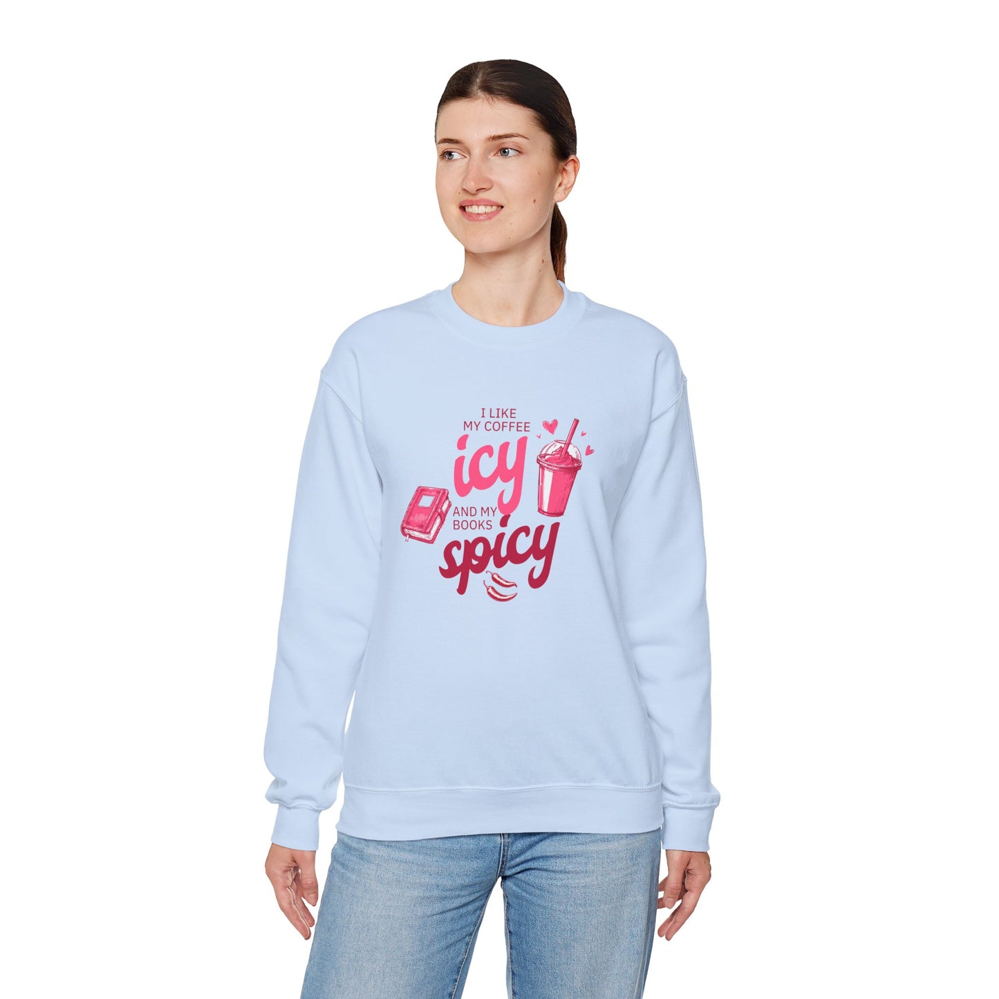 Icy Coffee Spicy Books Unisex Crewneck Sweatshirt