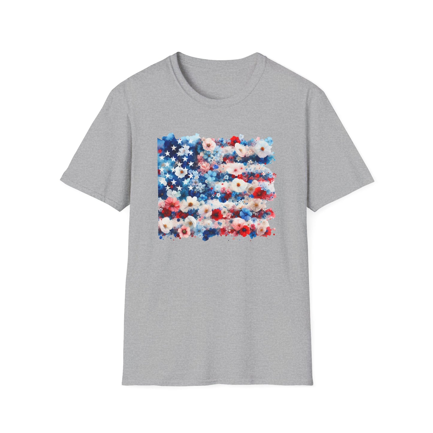 Patriotic Floral Freedom in Full Bloom Unisex Graphic T-Shirt