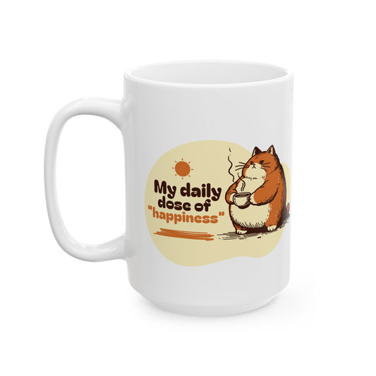 My Daily Dose of Happiness Cute Cat Ceramic Mug