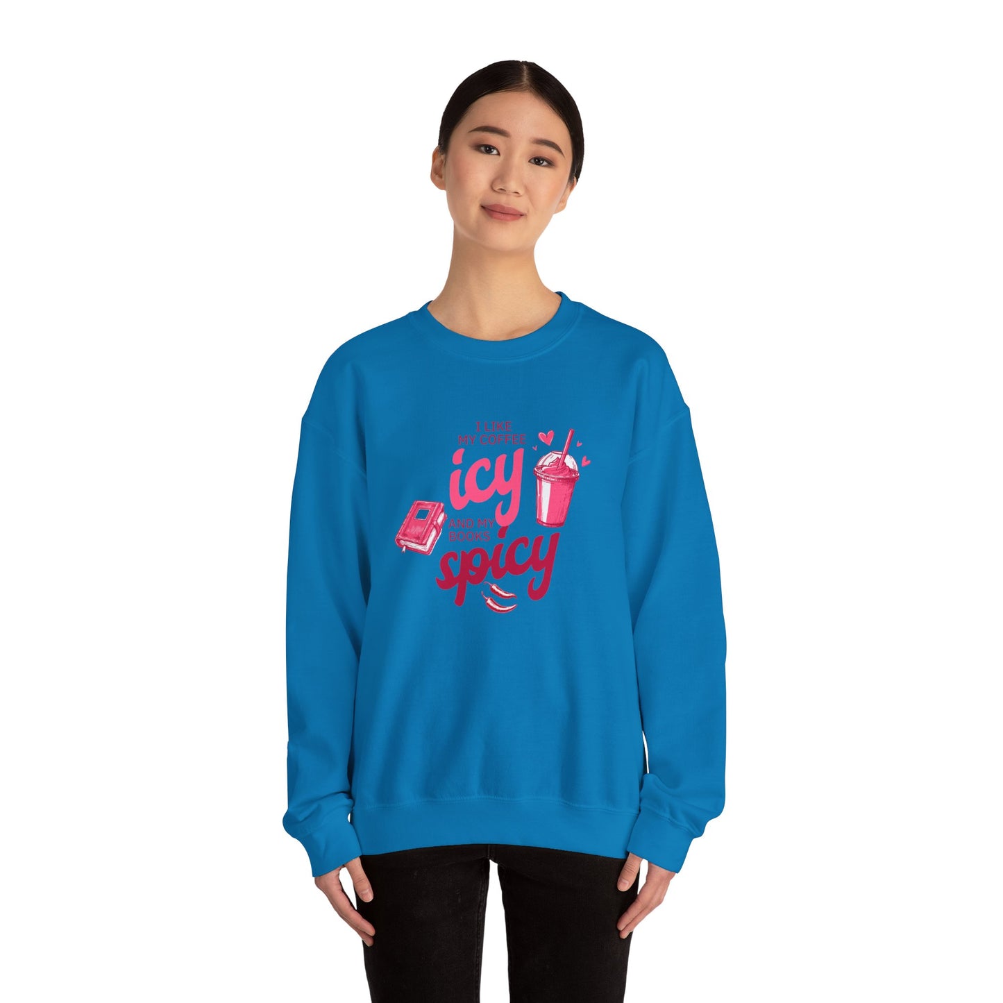 Icy Coffee Spicy Books Unisex Crewneck Sweatshirt
