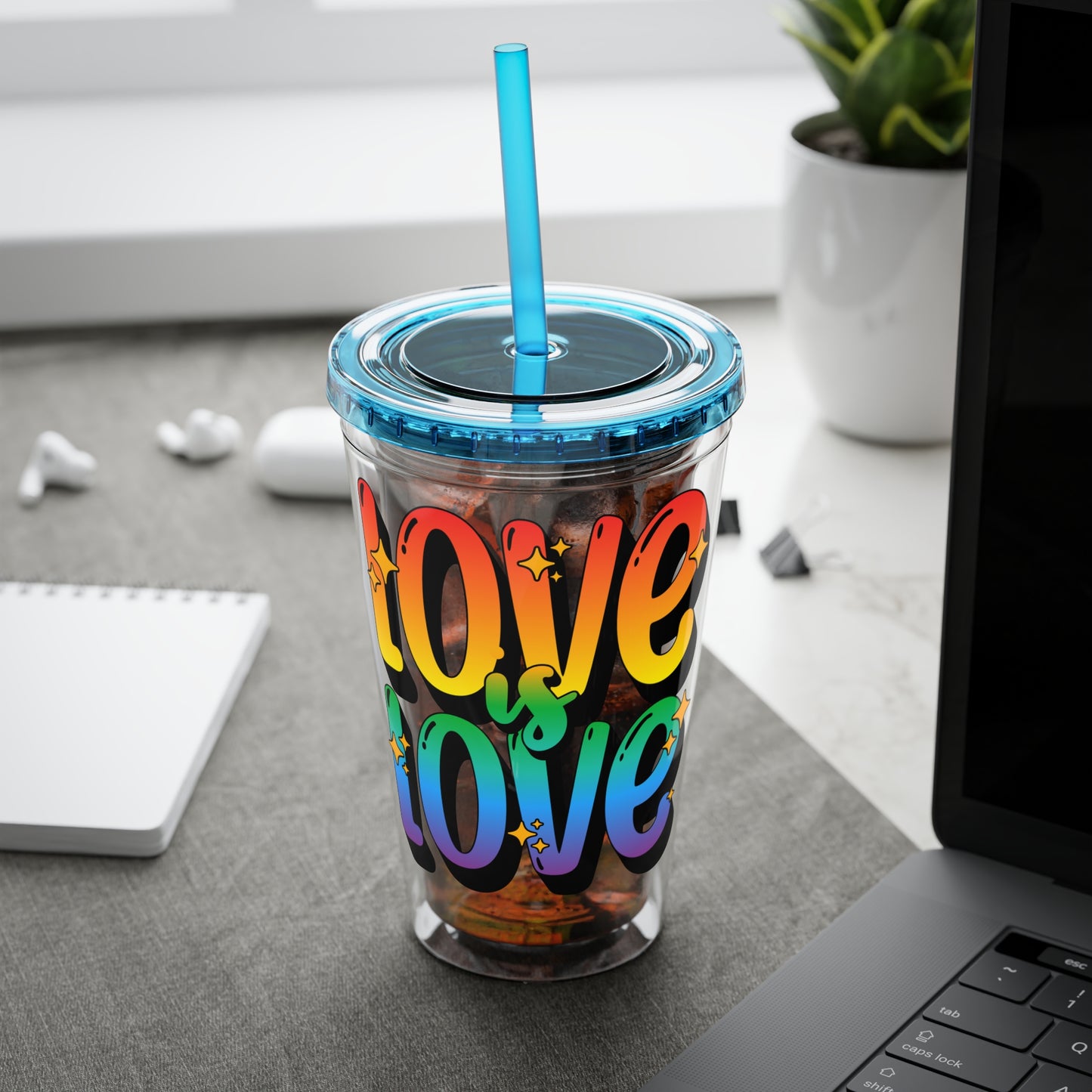 Love is Love Rainbow 16oz. Insulated Tumbler with Straw