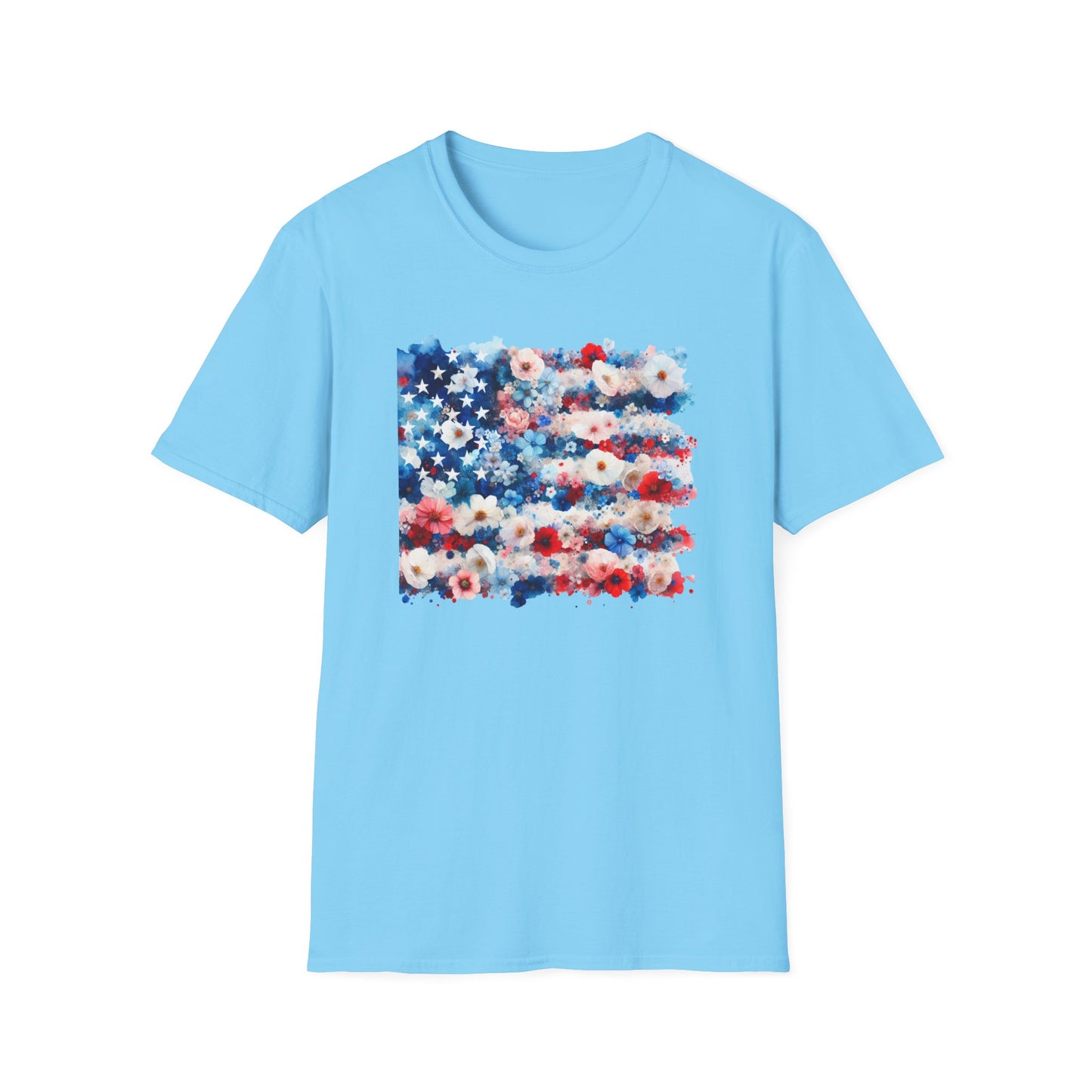 Patriotic Floral Freedom in Full Bloom Unisex Graphic T-Shirt