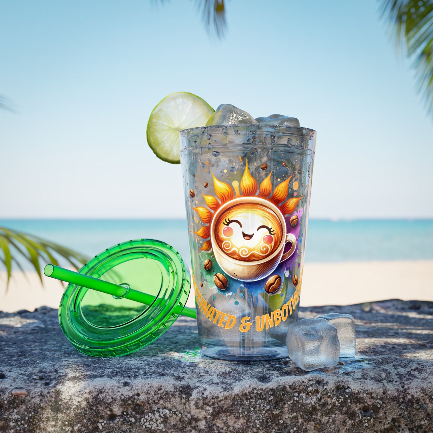 Caffeinated & Unbothered 16oz Insulated Tumbler with Straw