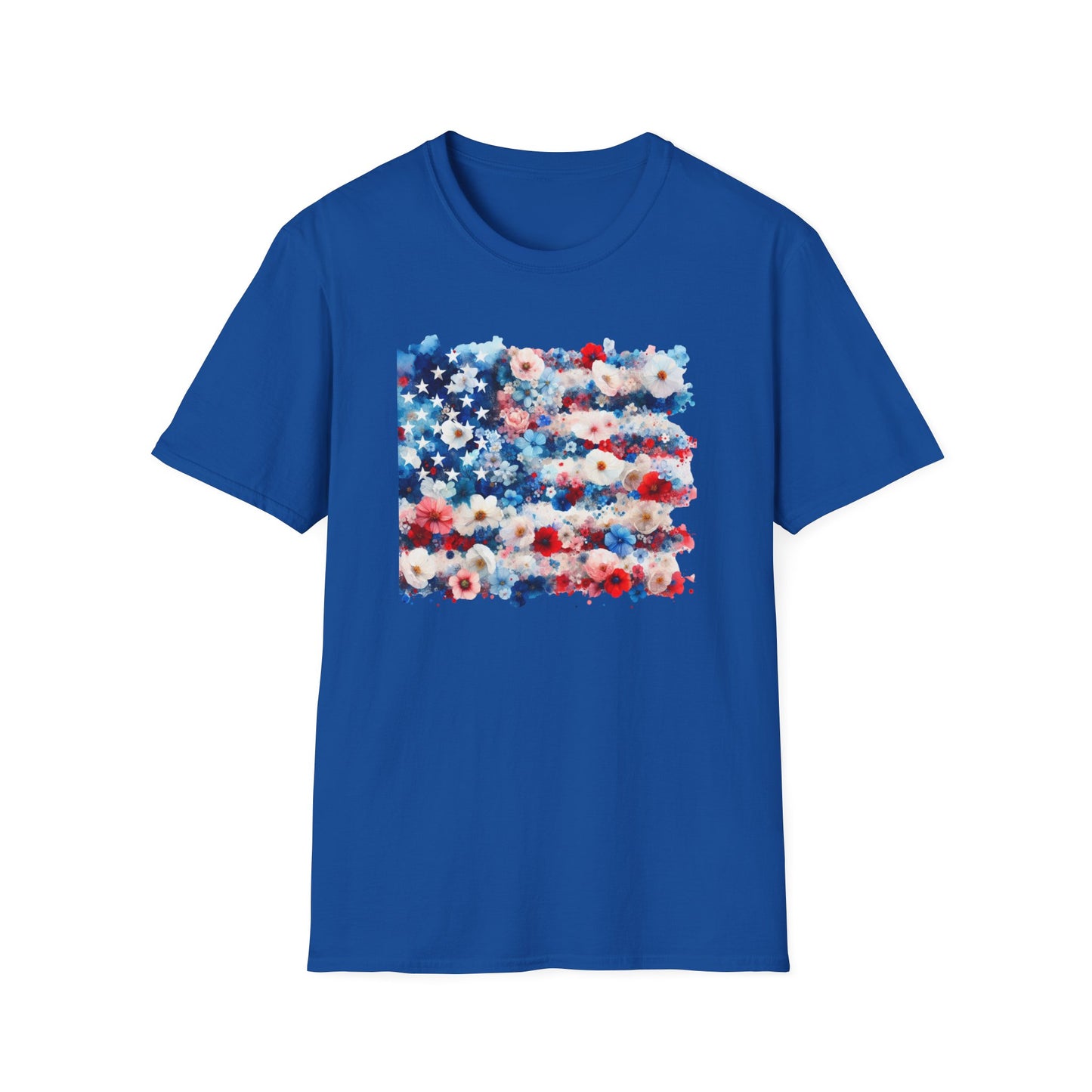 Patriotic Floral Freedom in Full Bloom Unisex Graphic T-Shirt