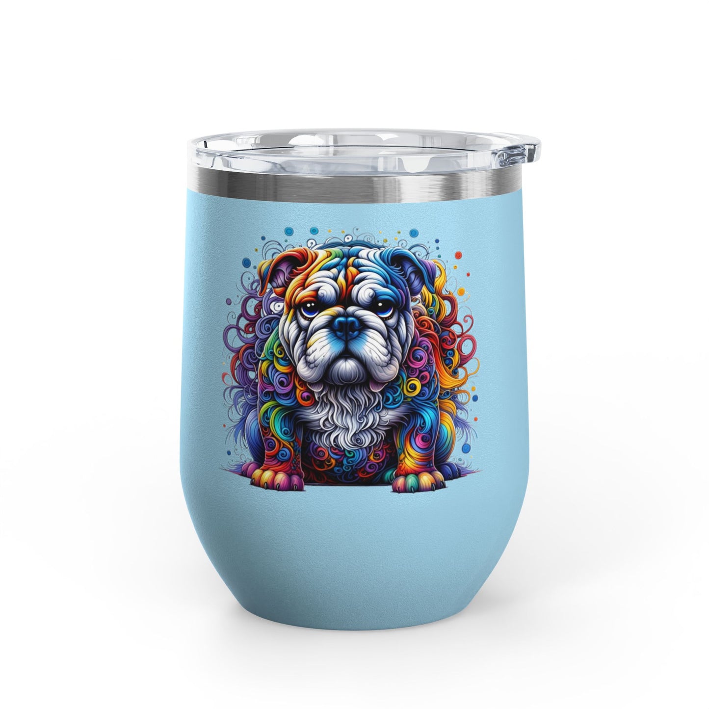 Colorful Bulldog 12oz. Insulated Wine Tumbler