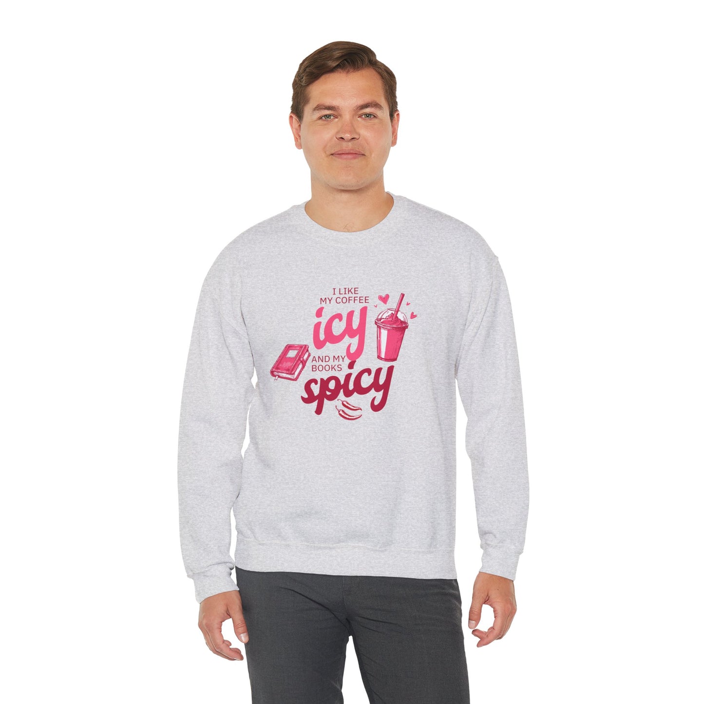 Icy Coffee Spicy Books Unisex Crewneck Sweatshirt