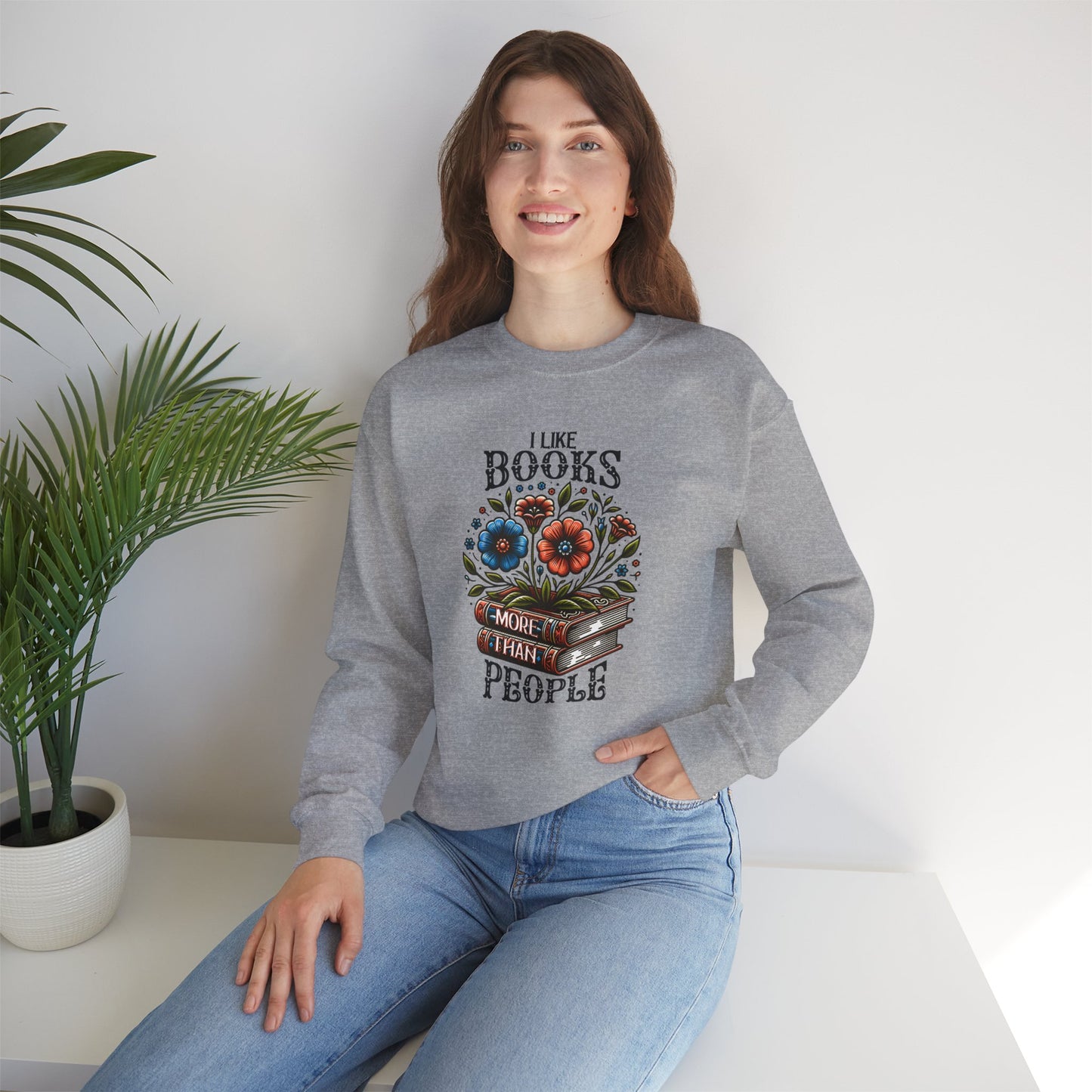 Books More Than People Crewneck Sweatshirt