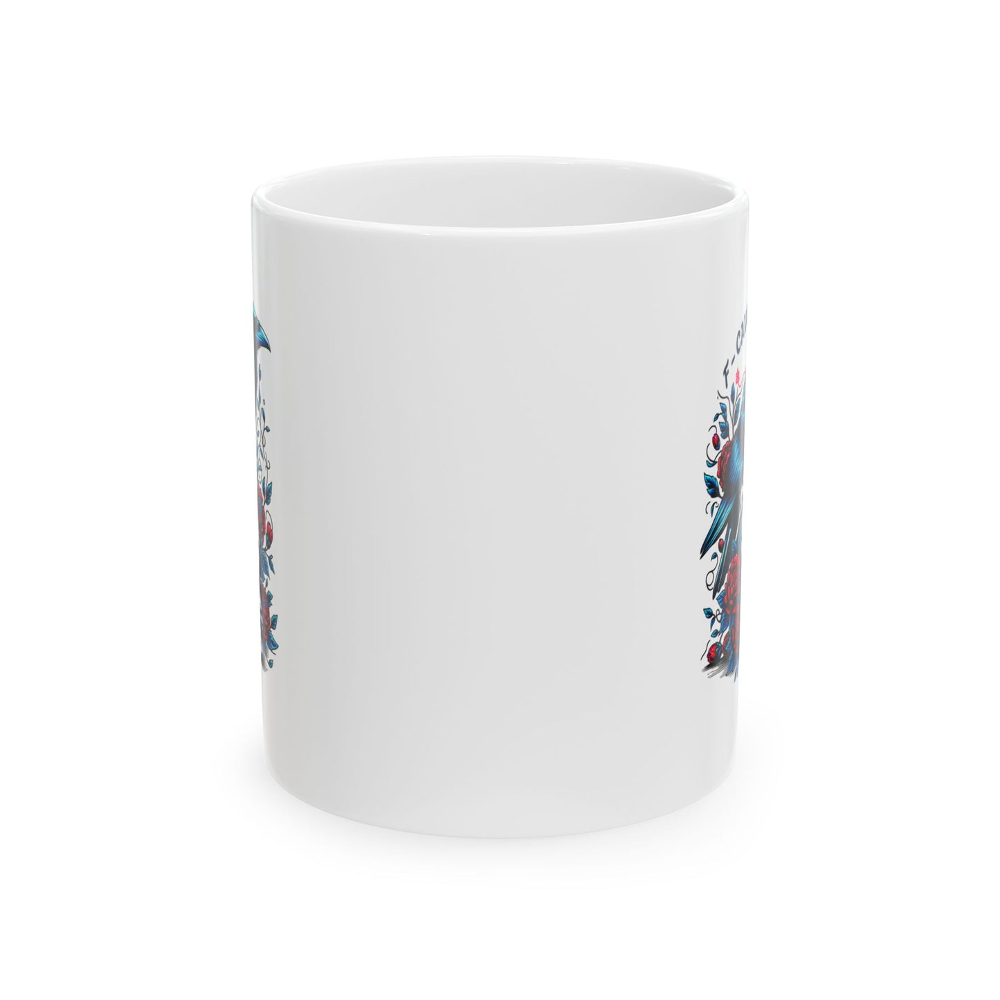 “Caw-Feine” Raven & Skull Ceramic Mug