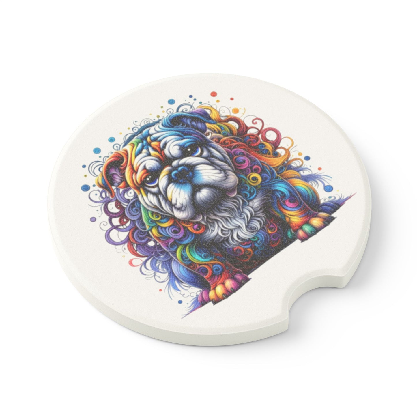 Colorful Bulldog Soapstone Car Coaster Set of 1 or 2