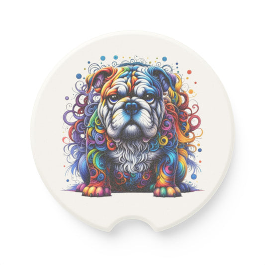 Colorful Bulldog Soapstone Car Coaster Set of 1 or 2