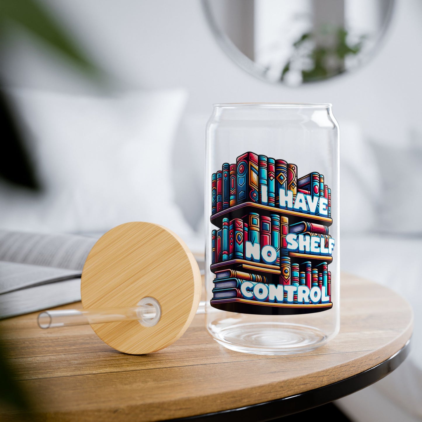 No Shelf Control 16oz Sipper Glass with Bamboo Lid and Straw