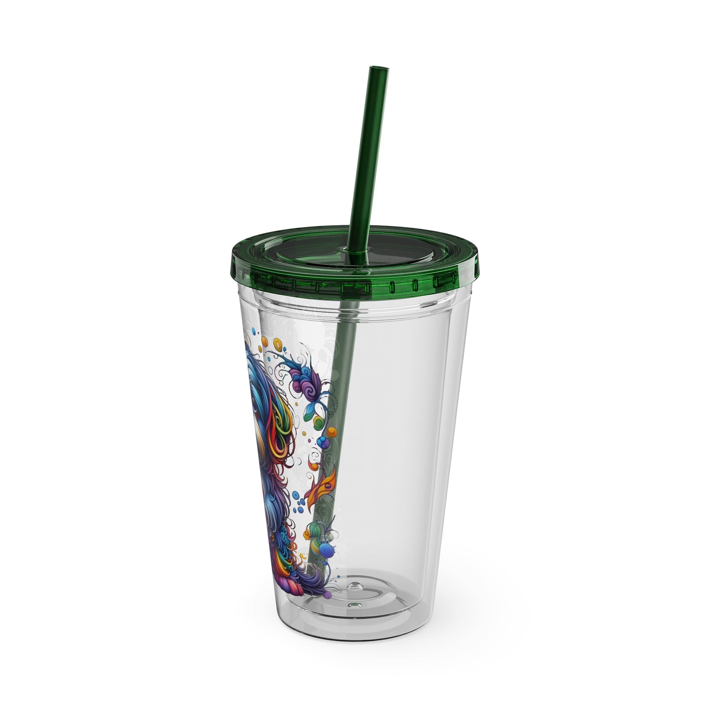 Colorful Shih Tzu 16oz. Insulated Tumbler with Straw