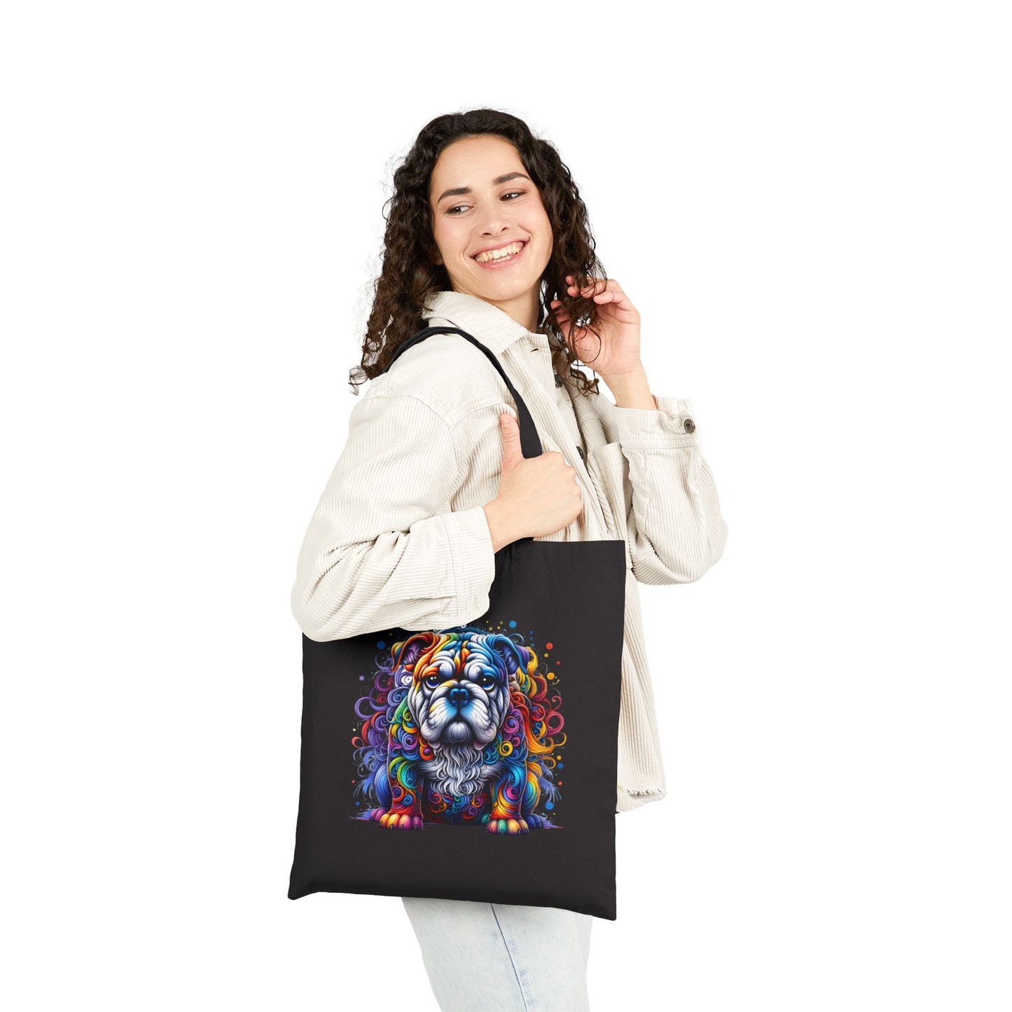 Colorful Bulldog Cotton Canvas Tote Bag