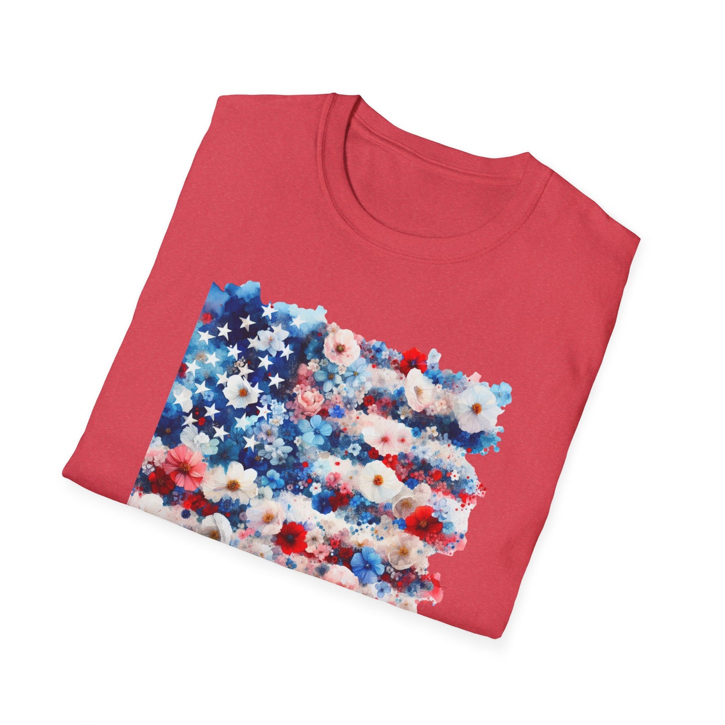 Patriotic Floral Freedom in Full Bloom Unisex Graphic T-Shirt